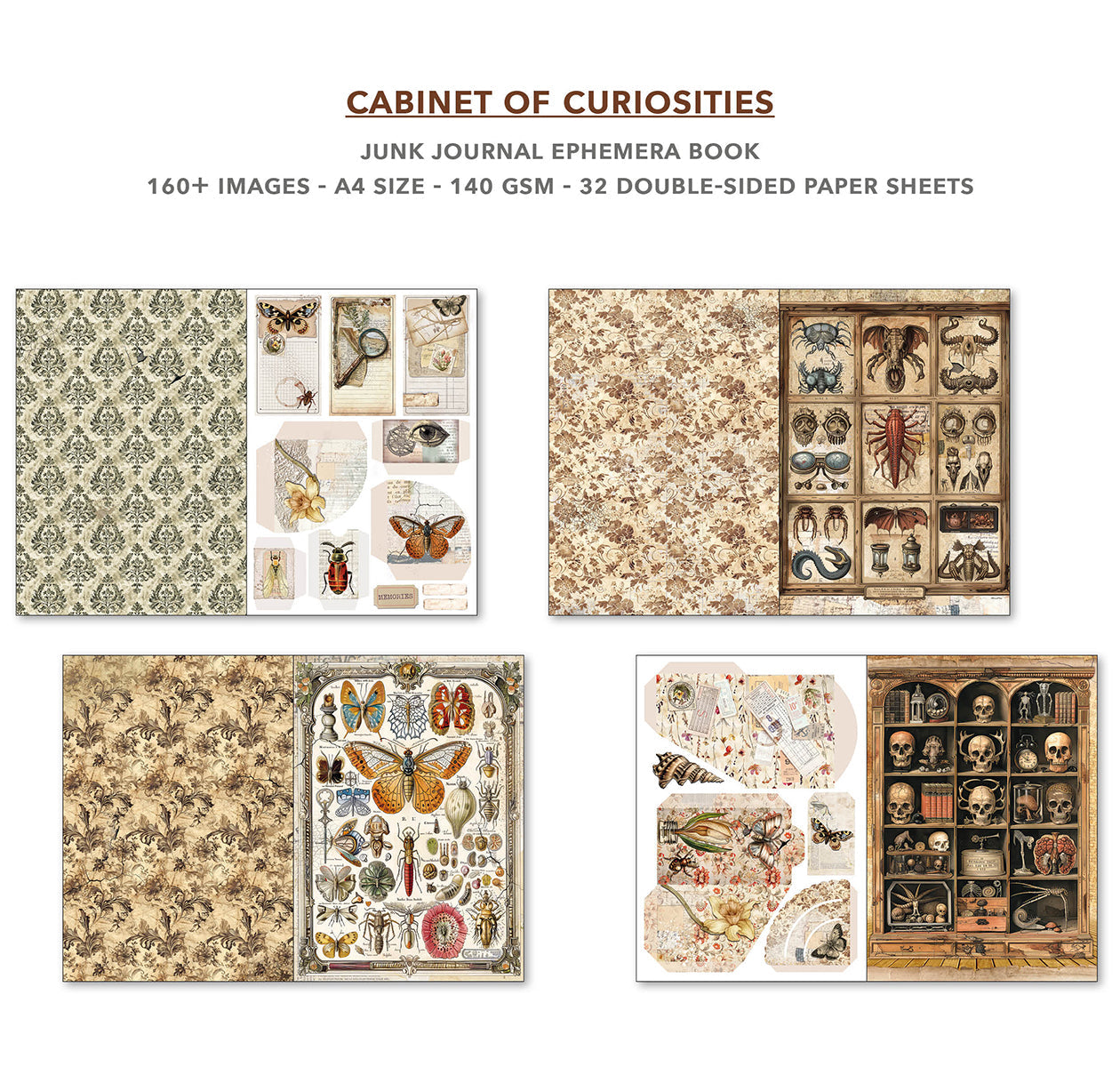 Cabinet Of Curiosities Junk Journal & Ephemera Book A4 32/Pkg