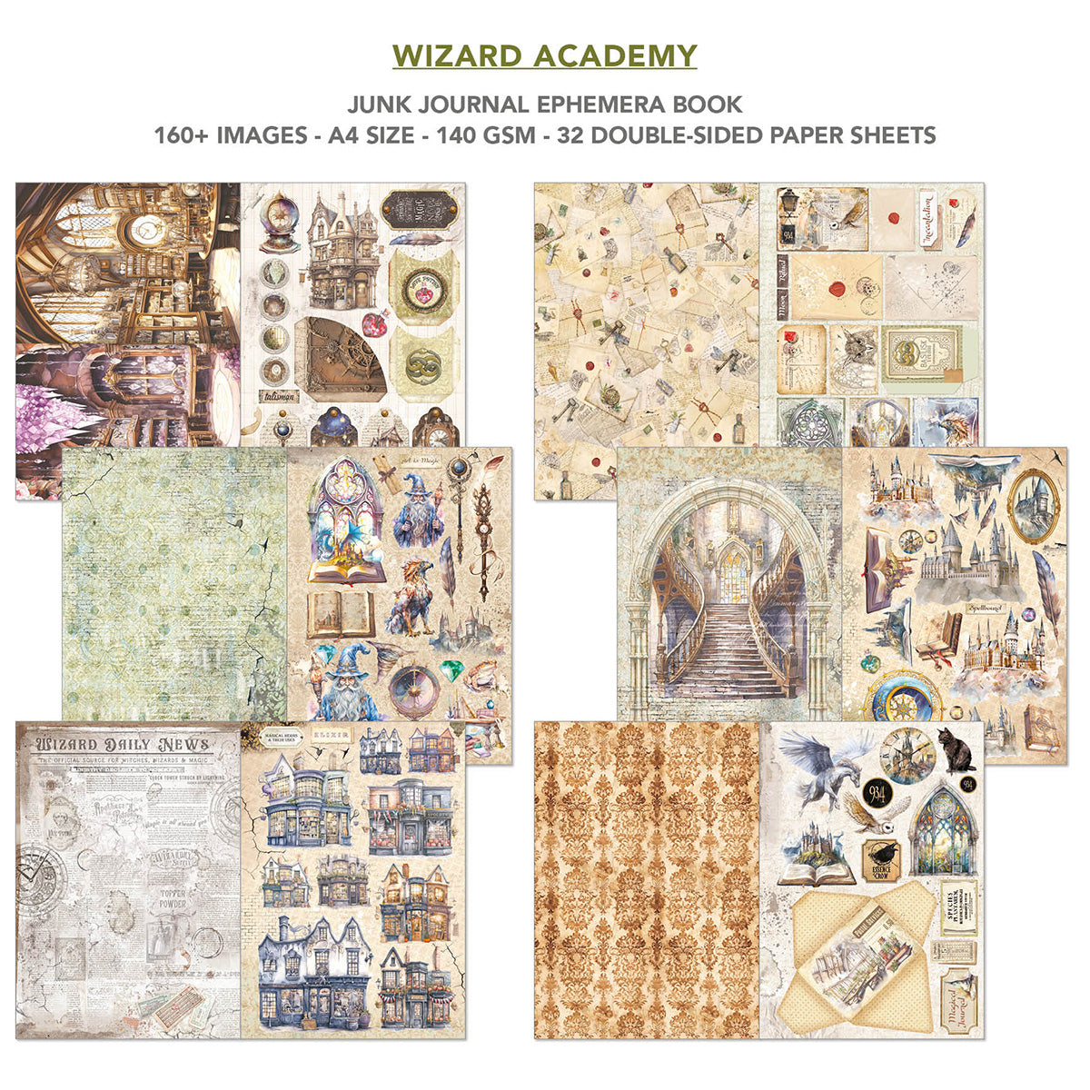 Wizard Academy Junk Journal & Ephemera Book A4 32/Pkg
