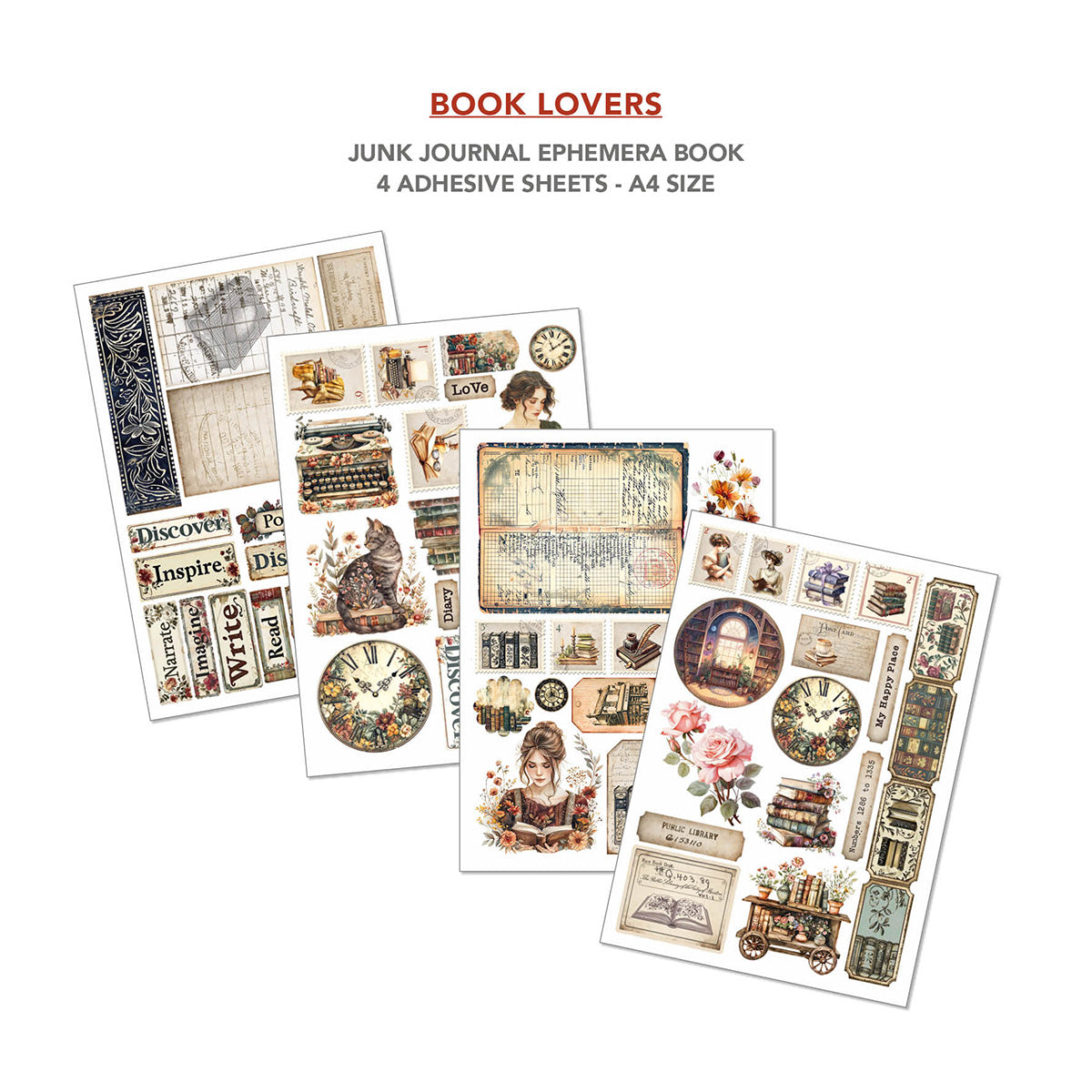 Book Lovers Junk Journal & Ephemera Book A4 32/Pkg