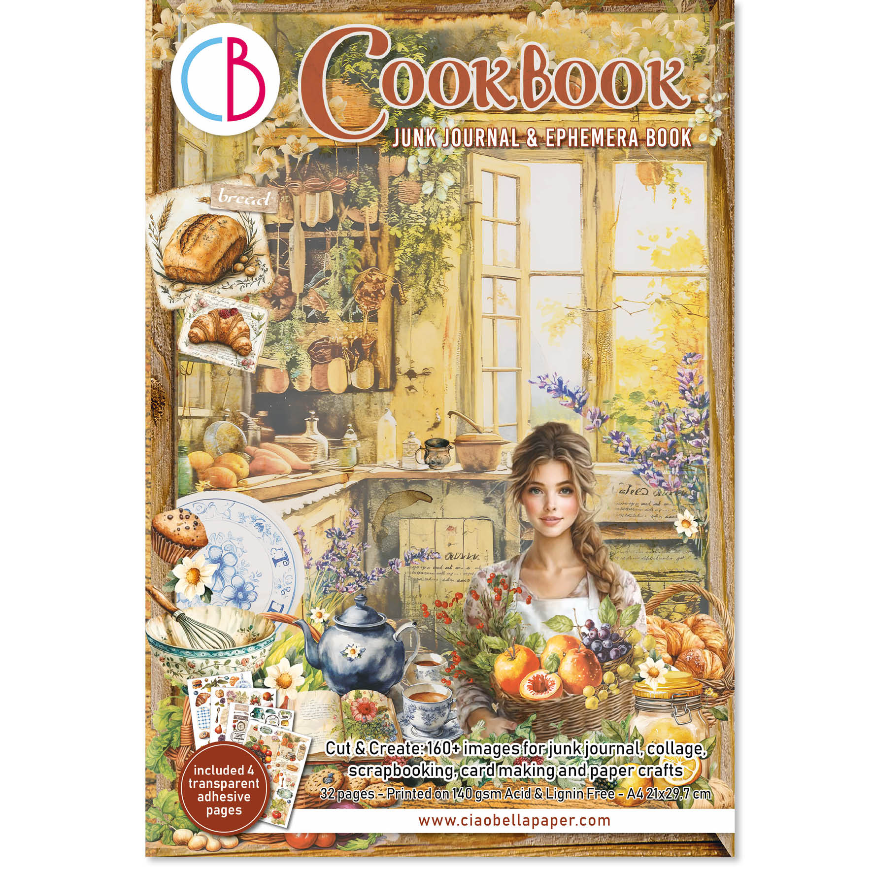 Cookbook Junk Journal & Ephemera Book A4 32/Pkg