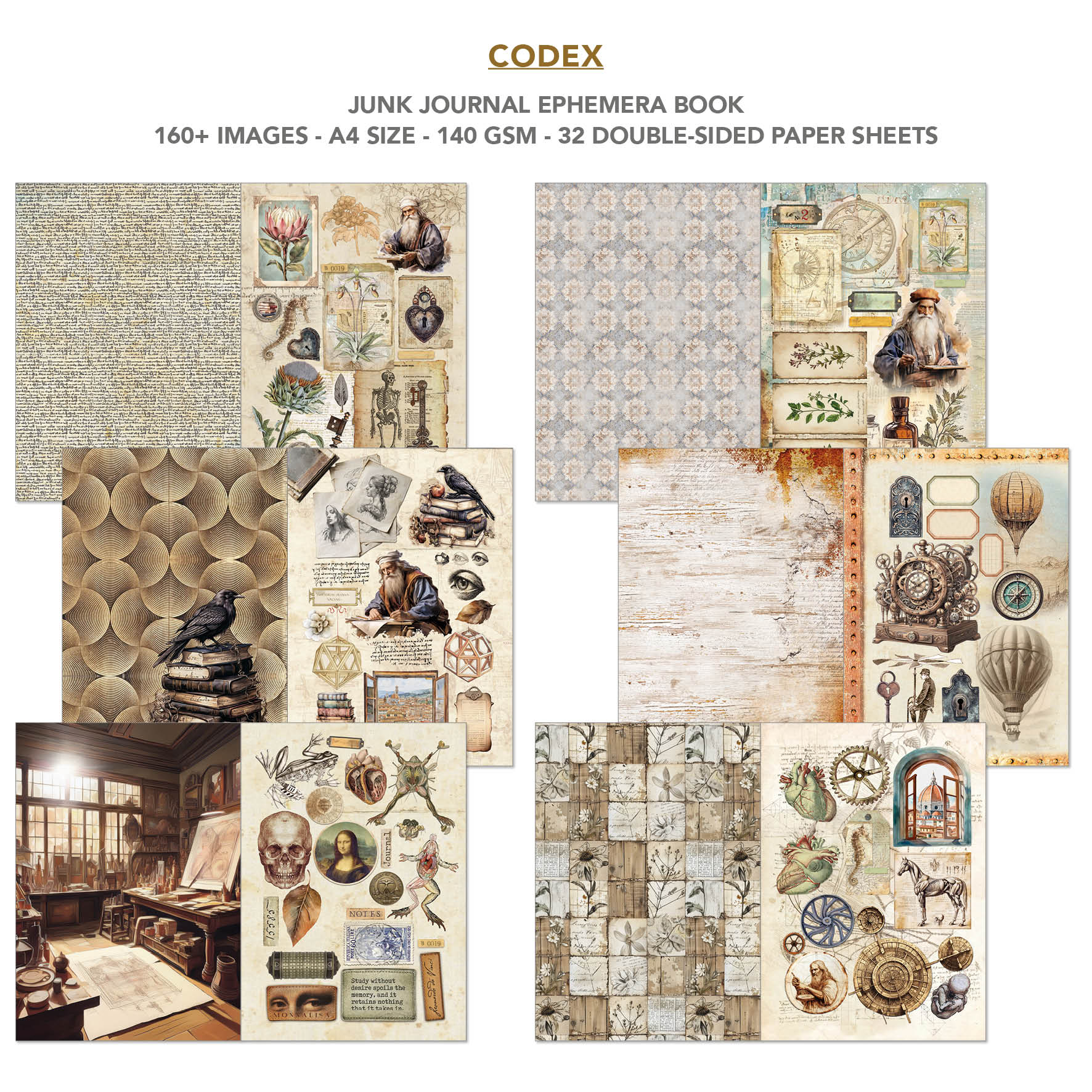 Codex Junk Journal & Ephemera Book A4 32/Pkg