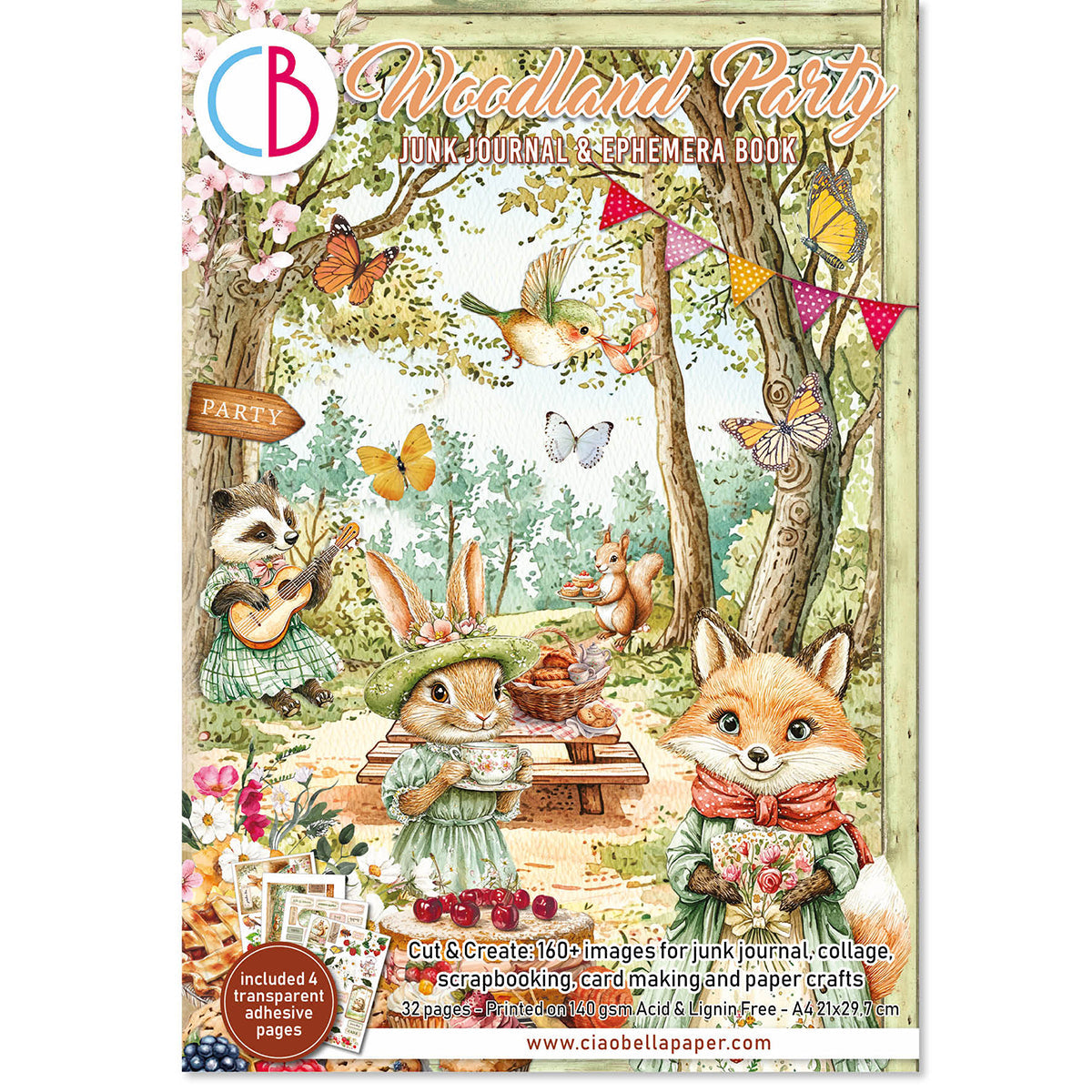 Woodland Party Junk Journal & Ephemera Book A4 32/Pkg