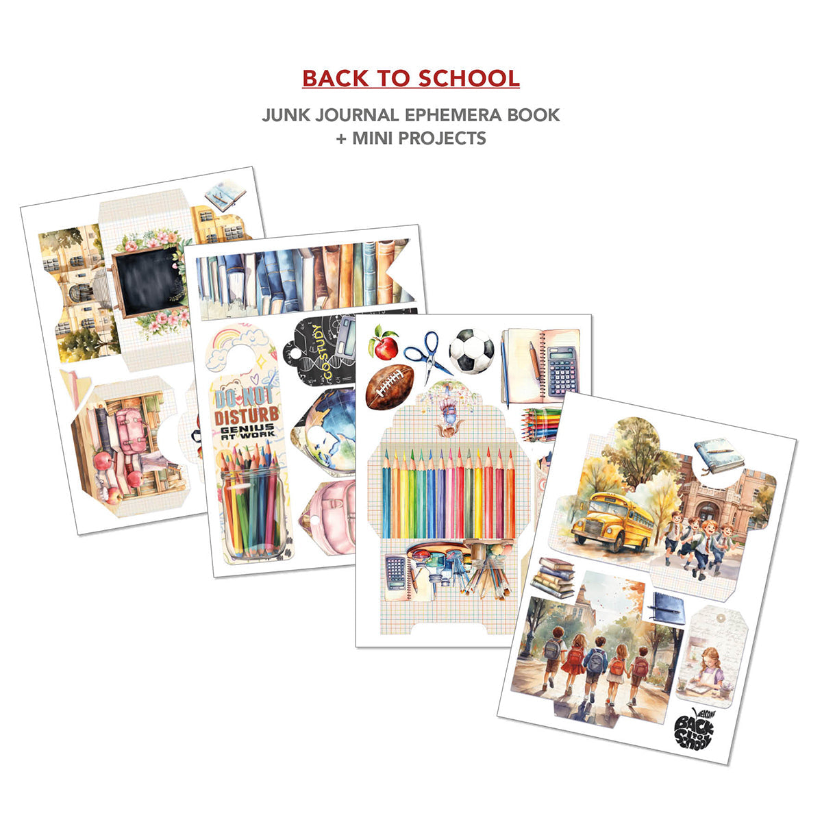 Back To School Junk Journal & Ephemera Book A4 32/Pkg