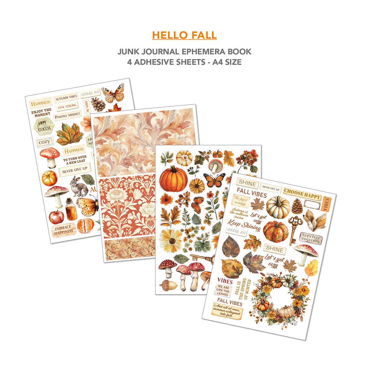 Hello Fall Junk Journal Ephemera Book A4 32/Pkg