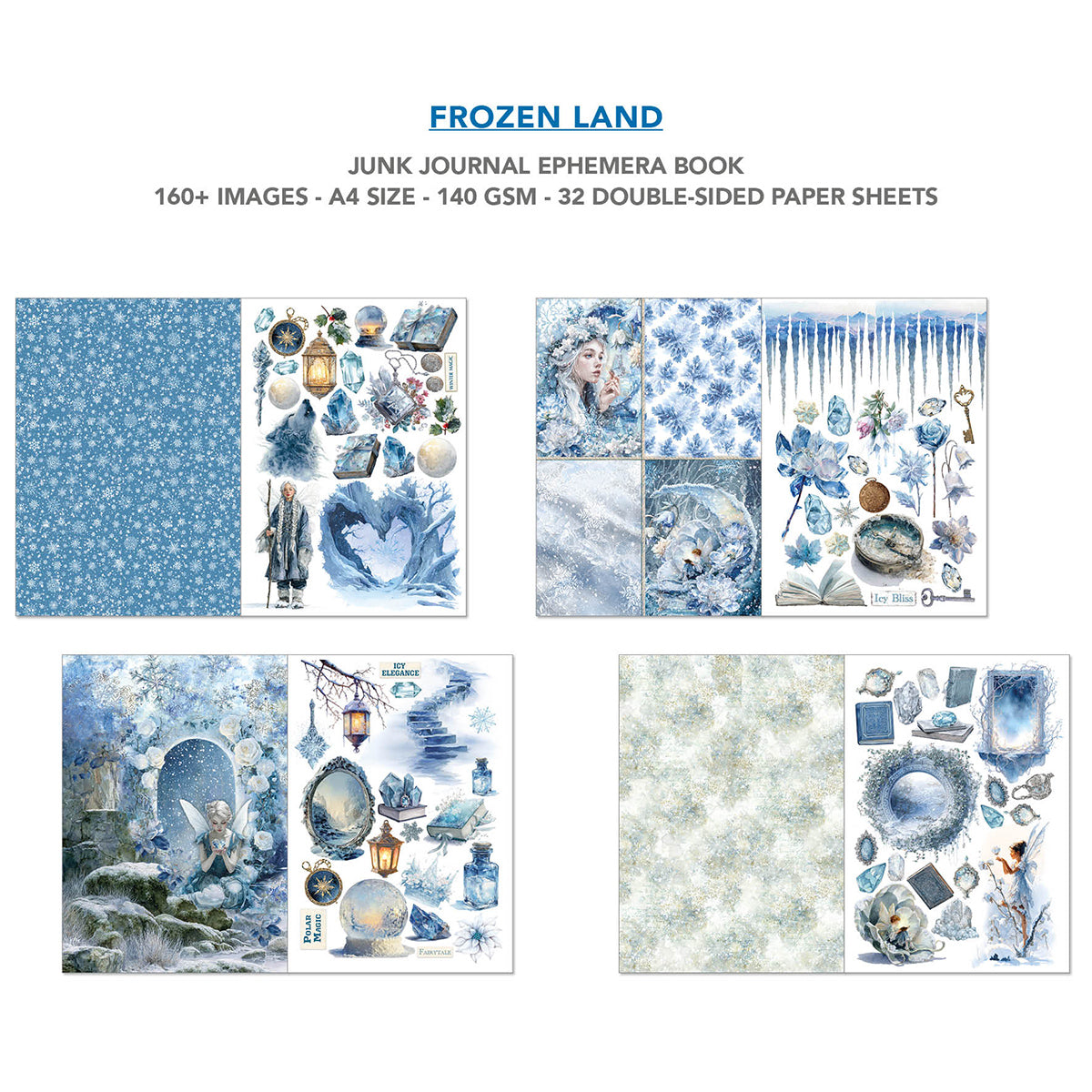 Frozen Land Junk Journal Ephemera Book A4 32/Pkg