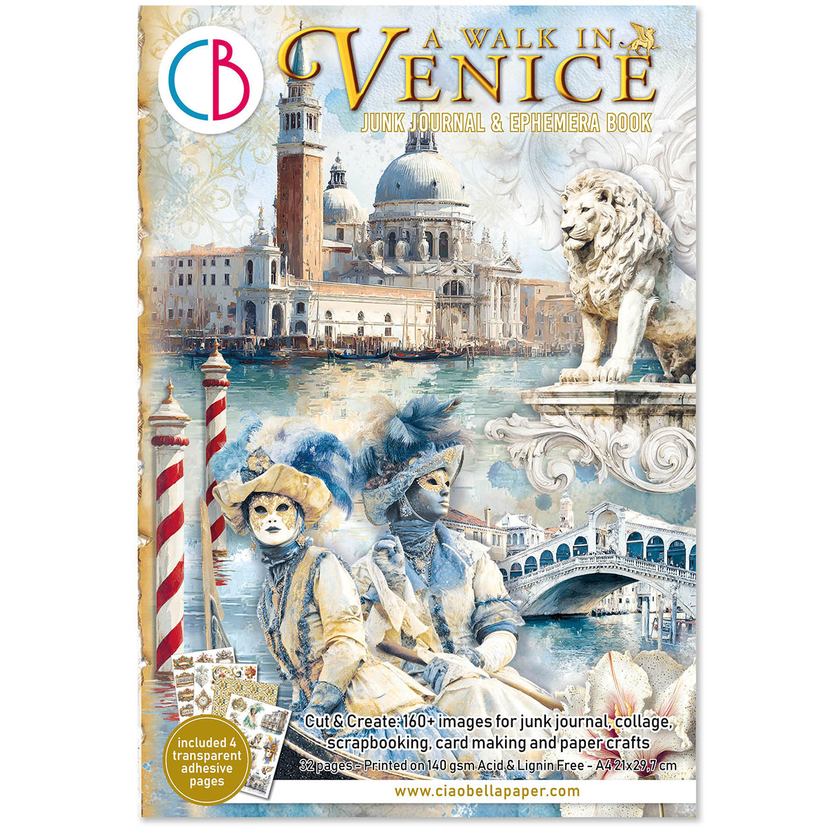A Walk in Venice Junk Journal & Ephemera Book A4 32/Pkg