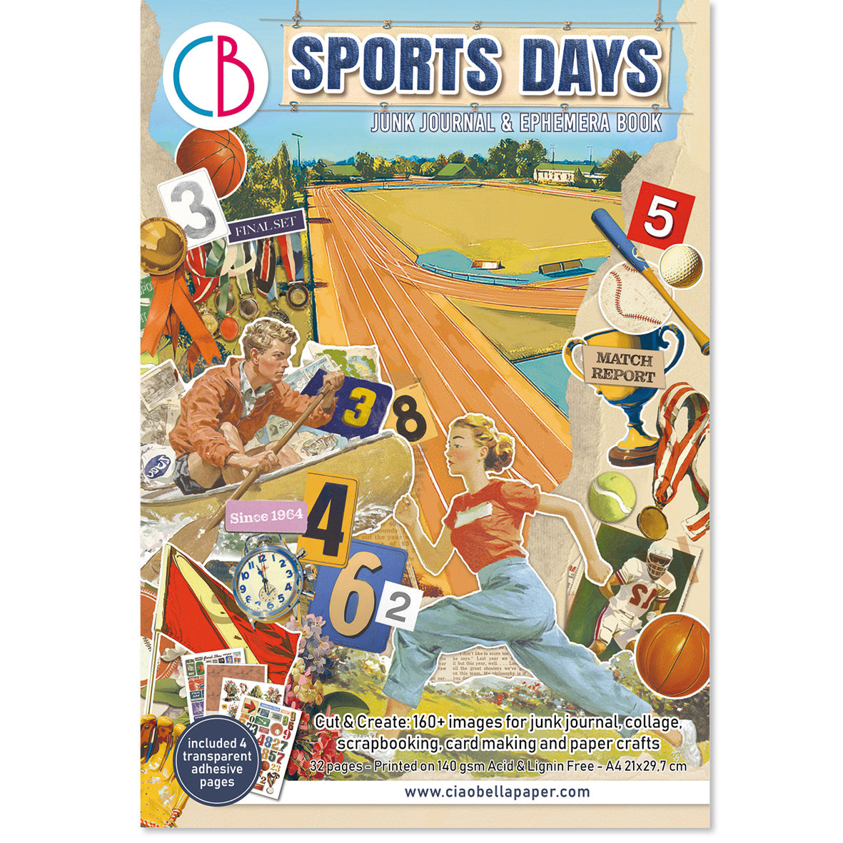 Sports Days Junk Journal & Ephemera Book A4 32/Pkg