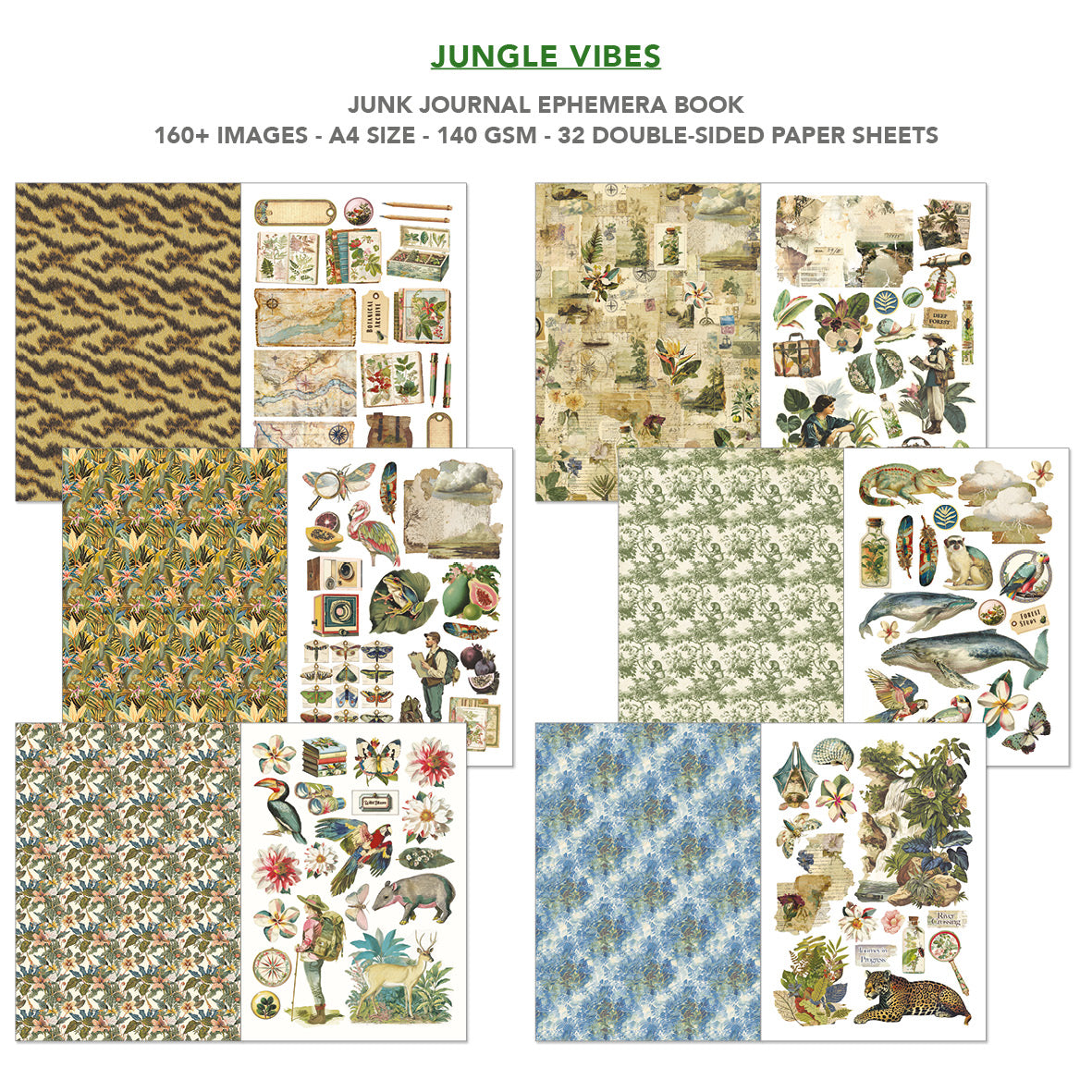 Jungle Vibes Junk Journal & Ephemera Book A4 32/Pkg
