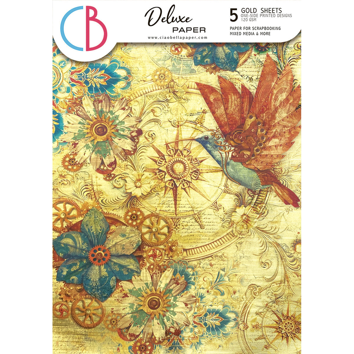 Deluxe Esprit de Voyage Paper Gold A4 5/Pkg