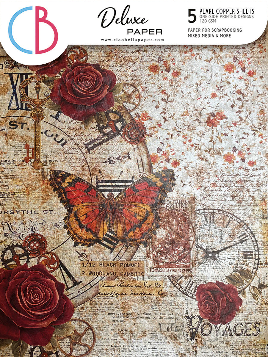 Deluxe Cabinet Of Curiosities Paper Pearl-Copper A4 5/Pkg