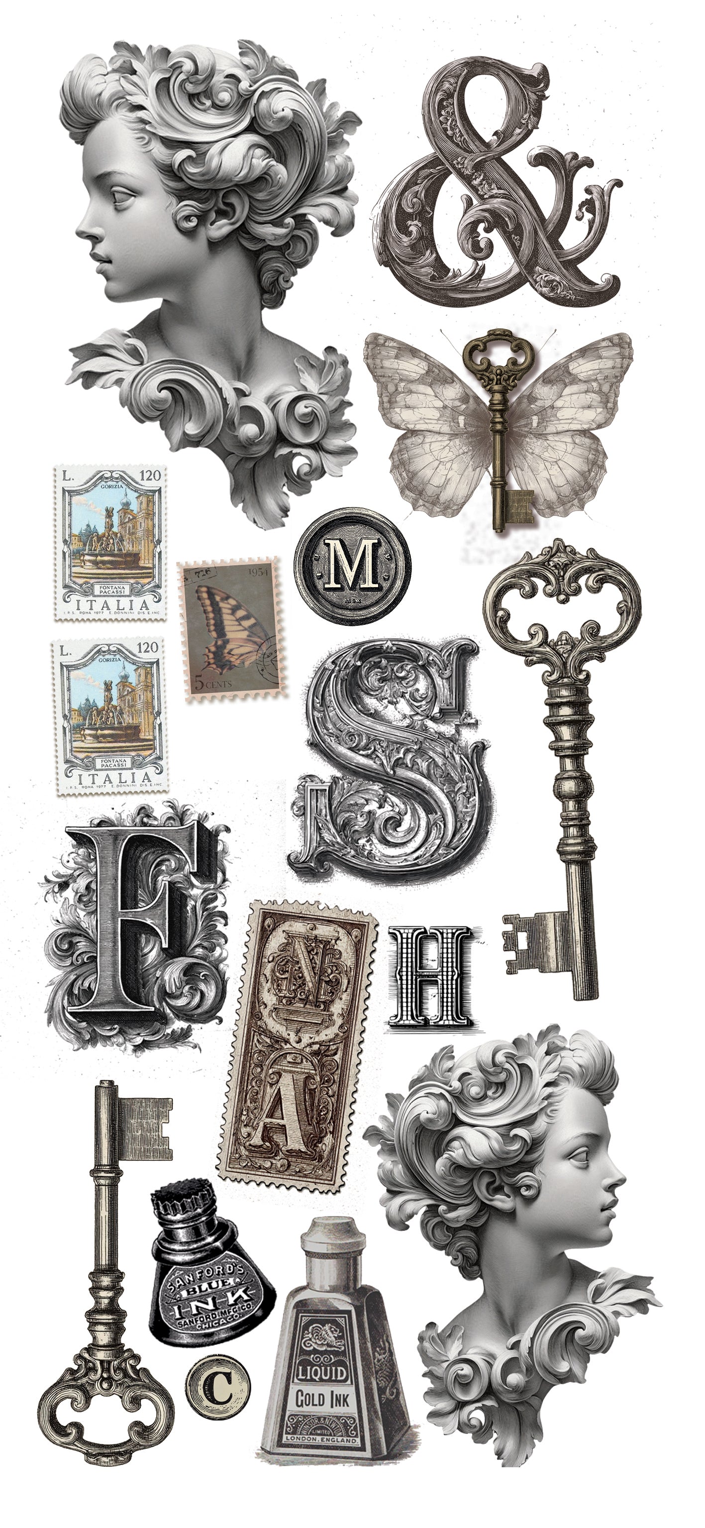 Typographic Art Stickers Transparent Adhesive Sheets 5/Pkg