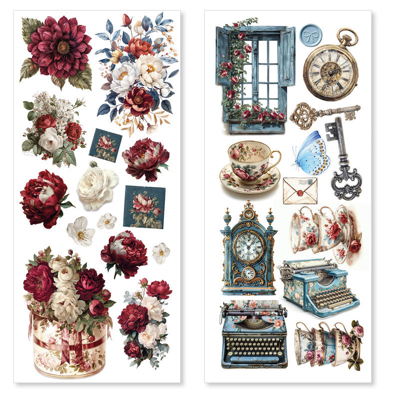 Bohemian Burgundy Art Stickers Transparent Adhesive Sheets 5/Pkg