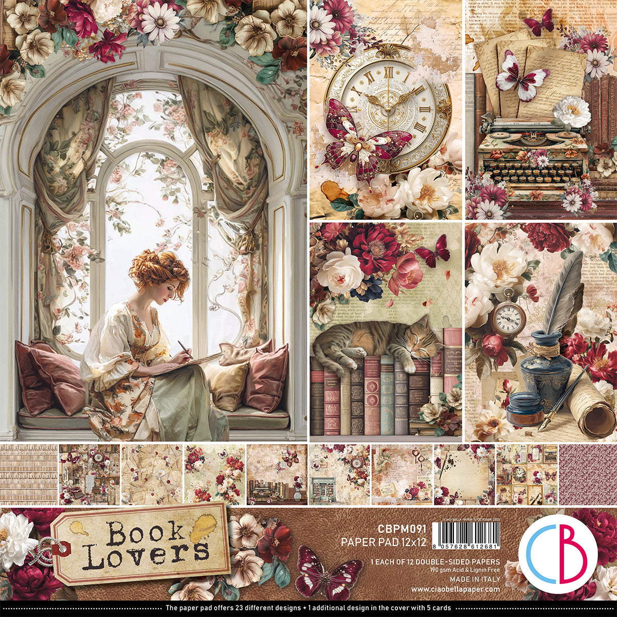 Book Lovers Paper Pad 12"x12" 12/Pkg
