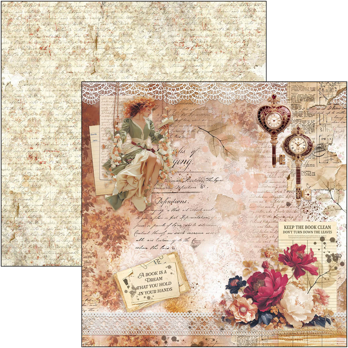 Book Lovers Paper Pad 12"x12" 12/Pkg