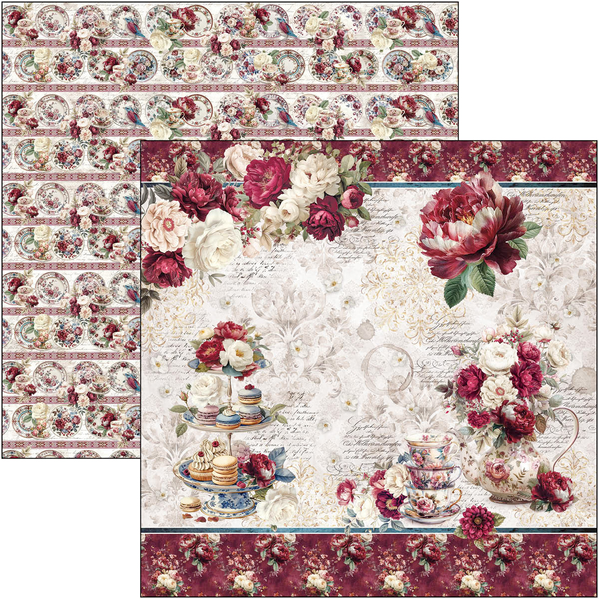 Bohemian Burgundy Paper Pad 12"x12" 12/Pkg