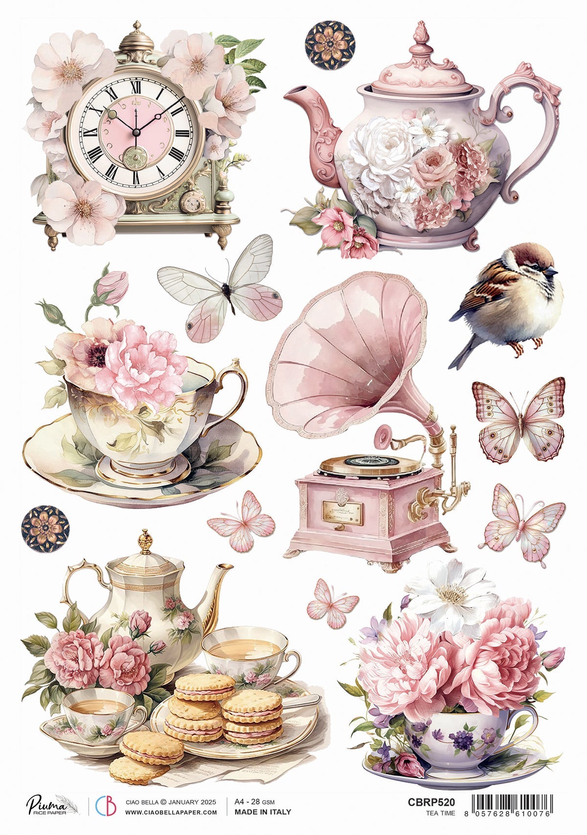 Rice Paper A4 Tea Time - 5 Sheets