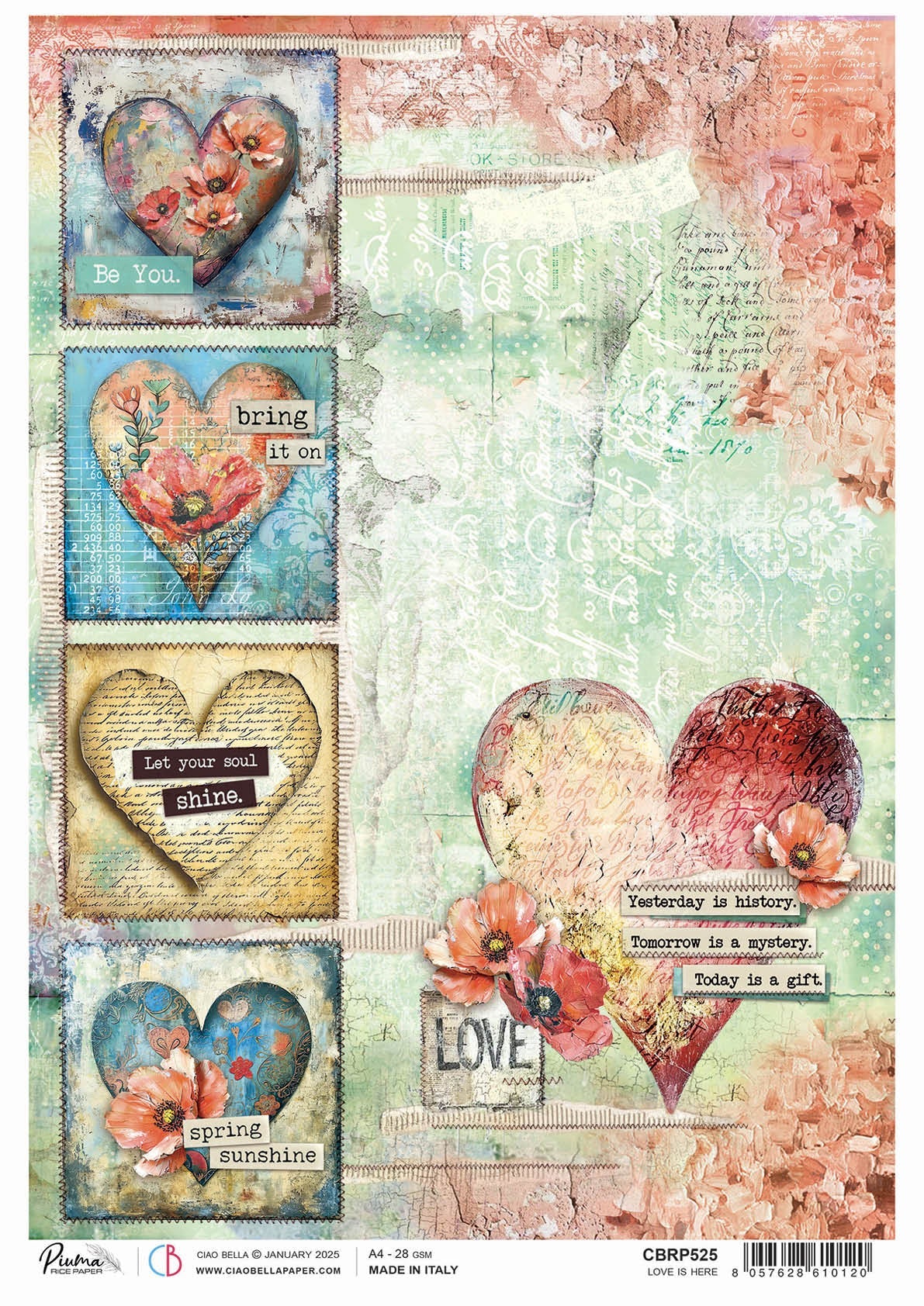 Rice Paper A4 Love is here - 5 Sheets