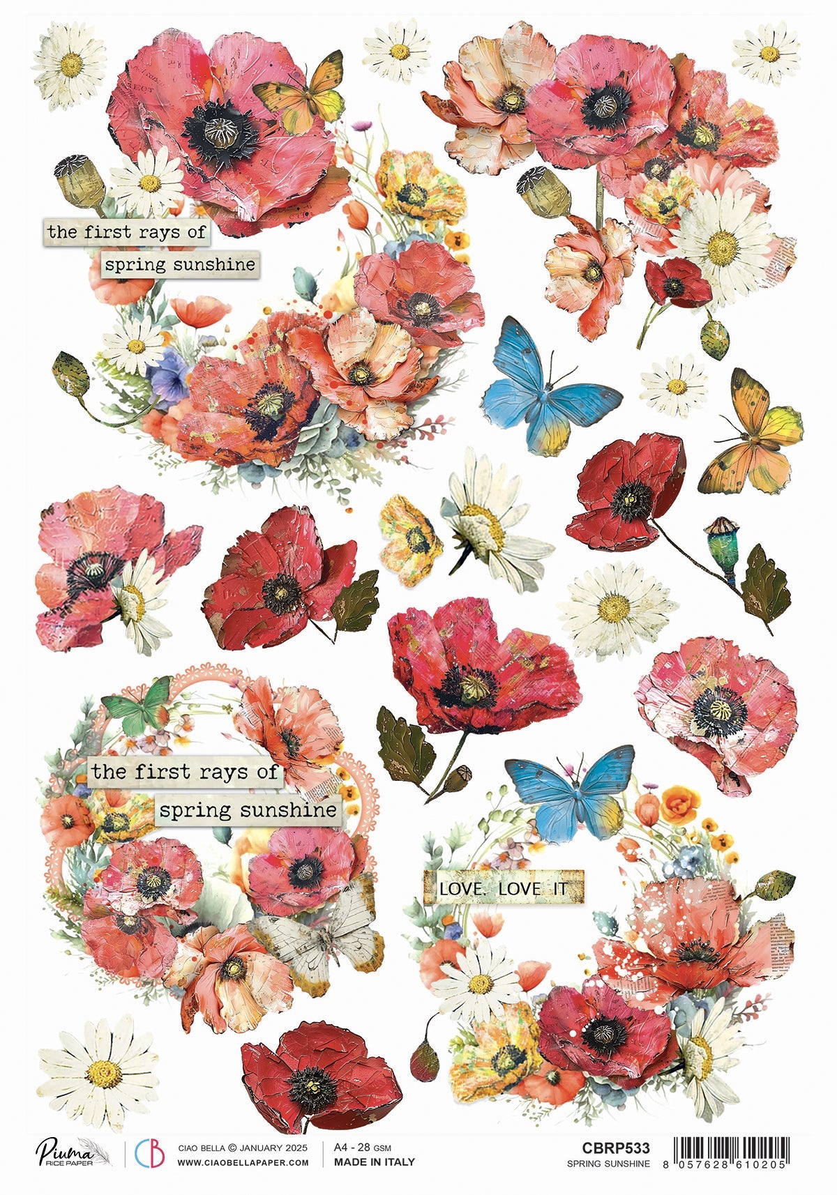 Rice Paper A4 Spring sunshine - 5 Sheets