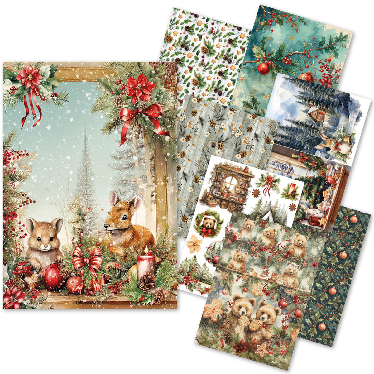 Rice Paper A5 MIXED 8/Pkg Hot Cocoa & Holly