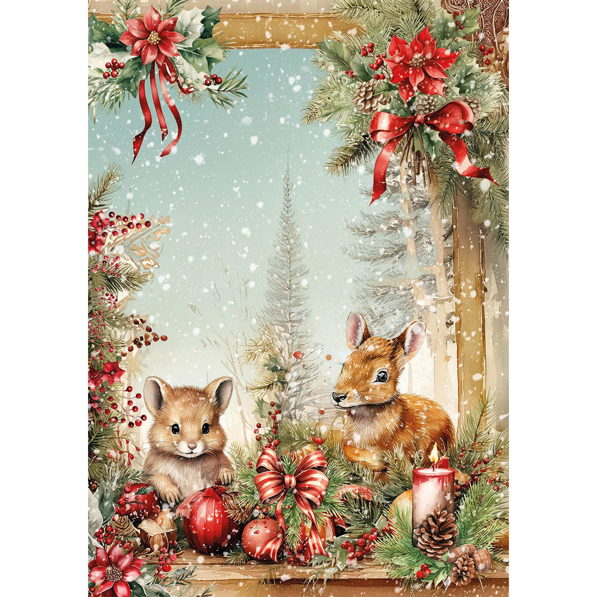 Rice Paper A5 MIXED 8/Pkg Hot Cocoa & Holly