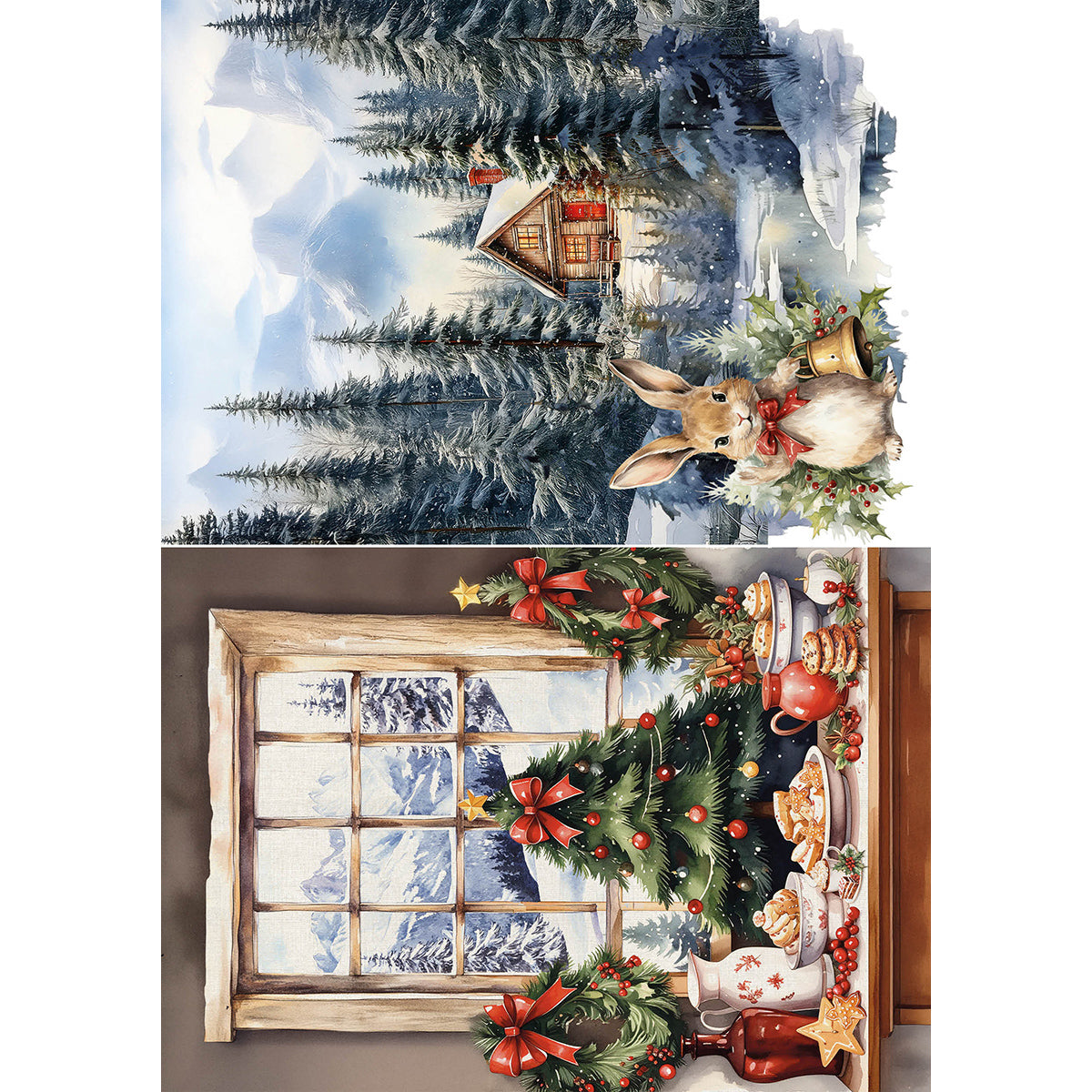 Rice Paper A5 MIXED 8/Pkg Hot Cocoa & Holly