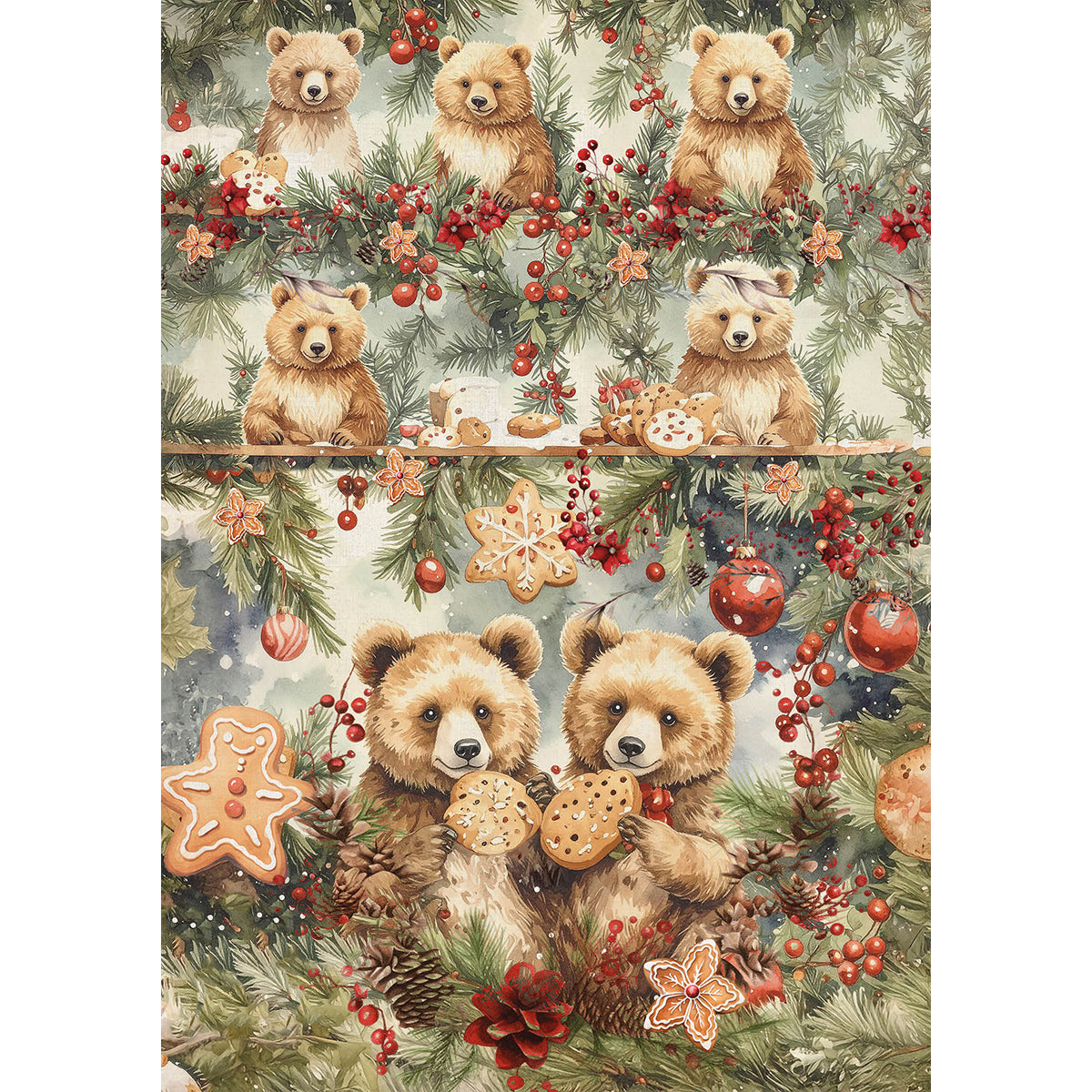 Rice Paper A5 MIXED 8/Pkg Hot Cocoa & Holly