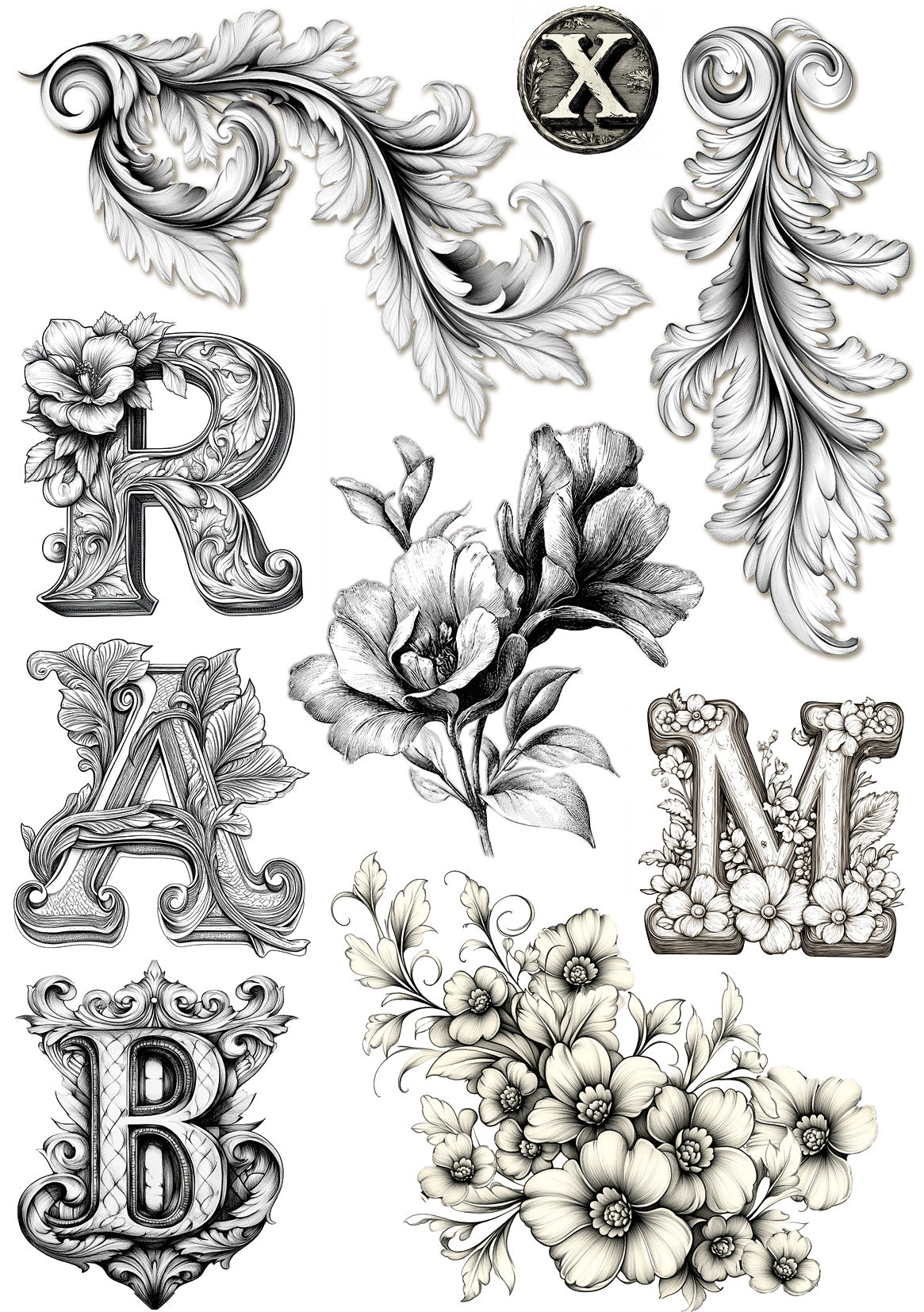 Rice Paper A5 MIXED 8/Pkg Typographic
