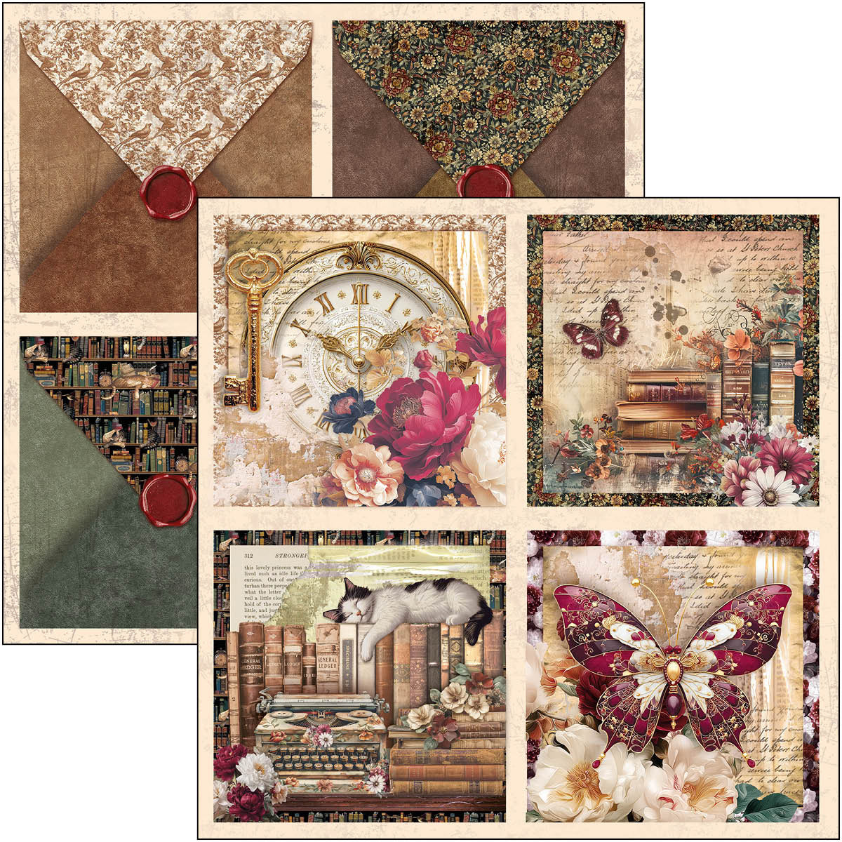 Book Lovers Patterns Pad 12"x12" 8/Pkg