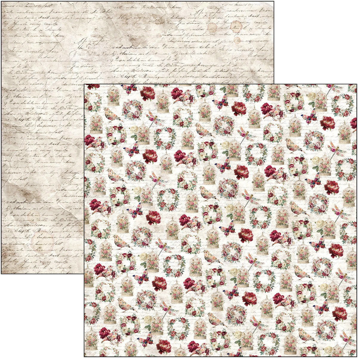 Bohemian Burgundy Patterns Pad 12"x12" 8/Pkg