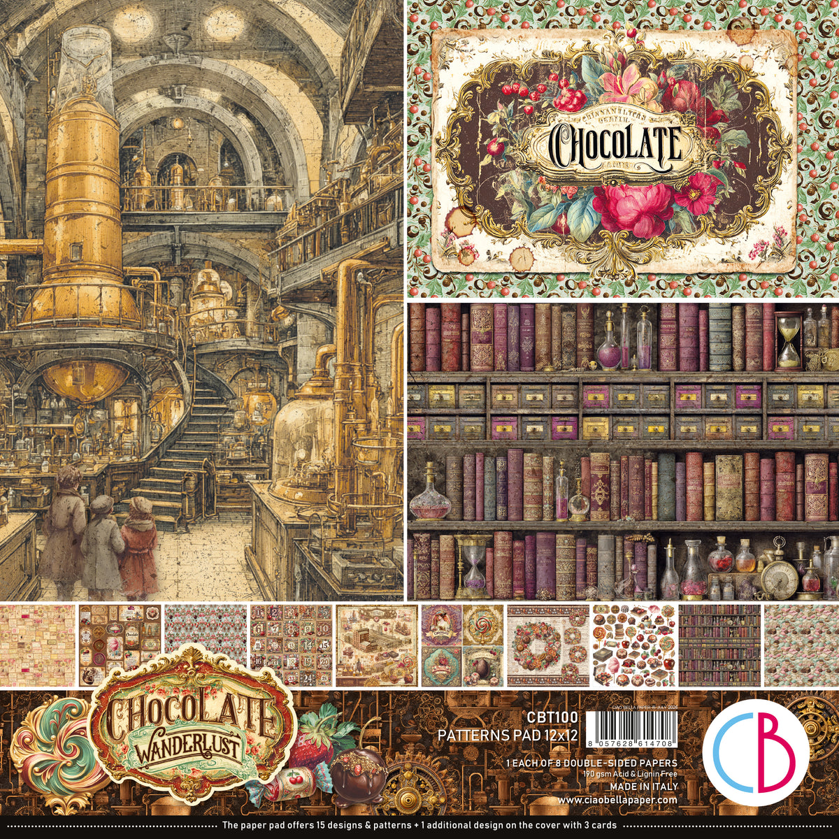 Chocolate Wanderlust Patterns Pad 12"x12" 8/Pkg