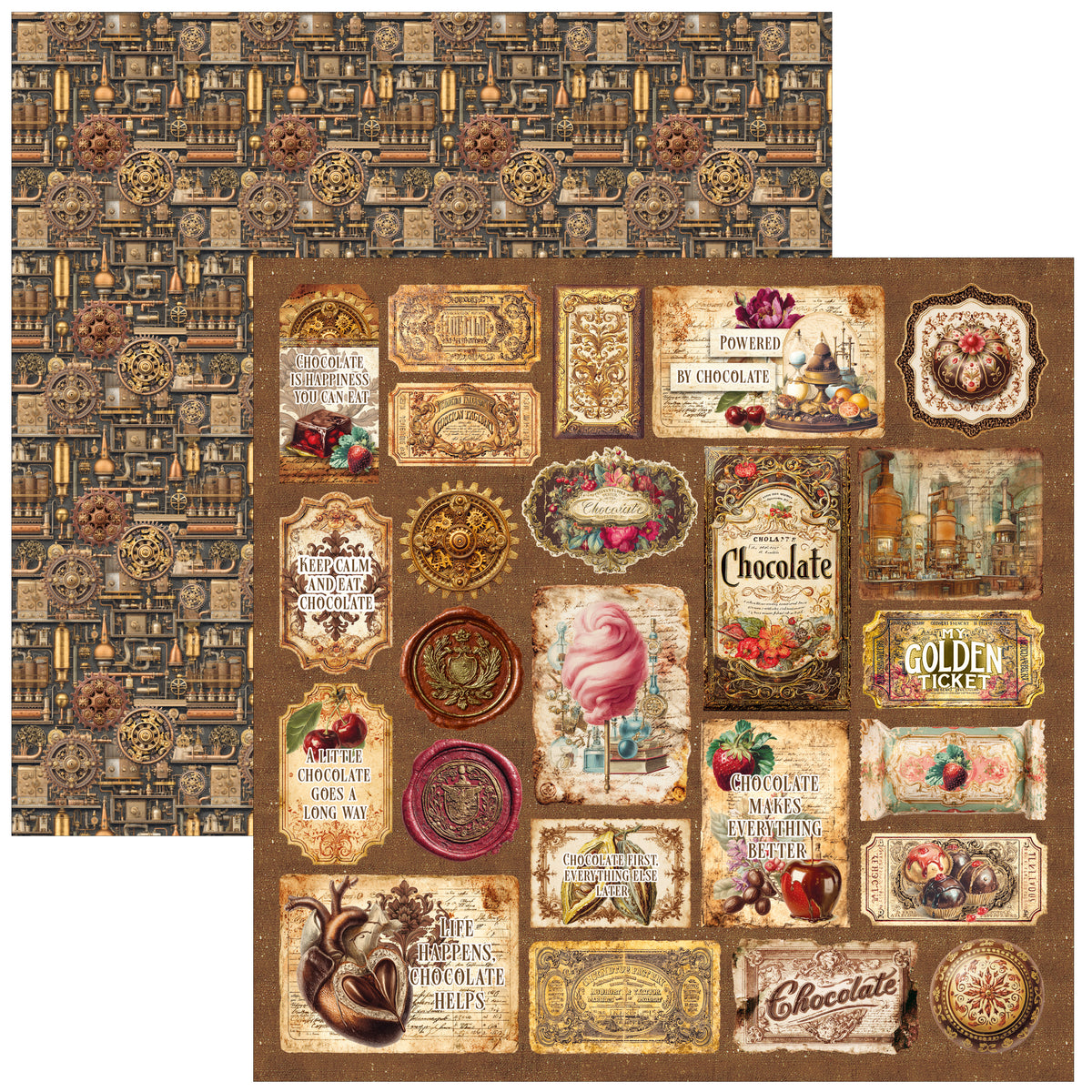 Chocolate Wanderlust Patterns Pad 12"x12" 8/Pkg