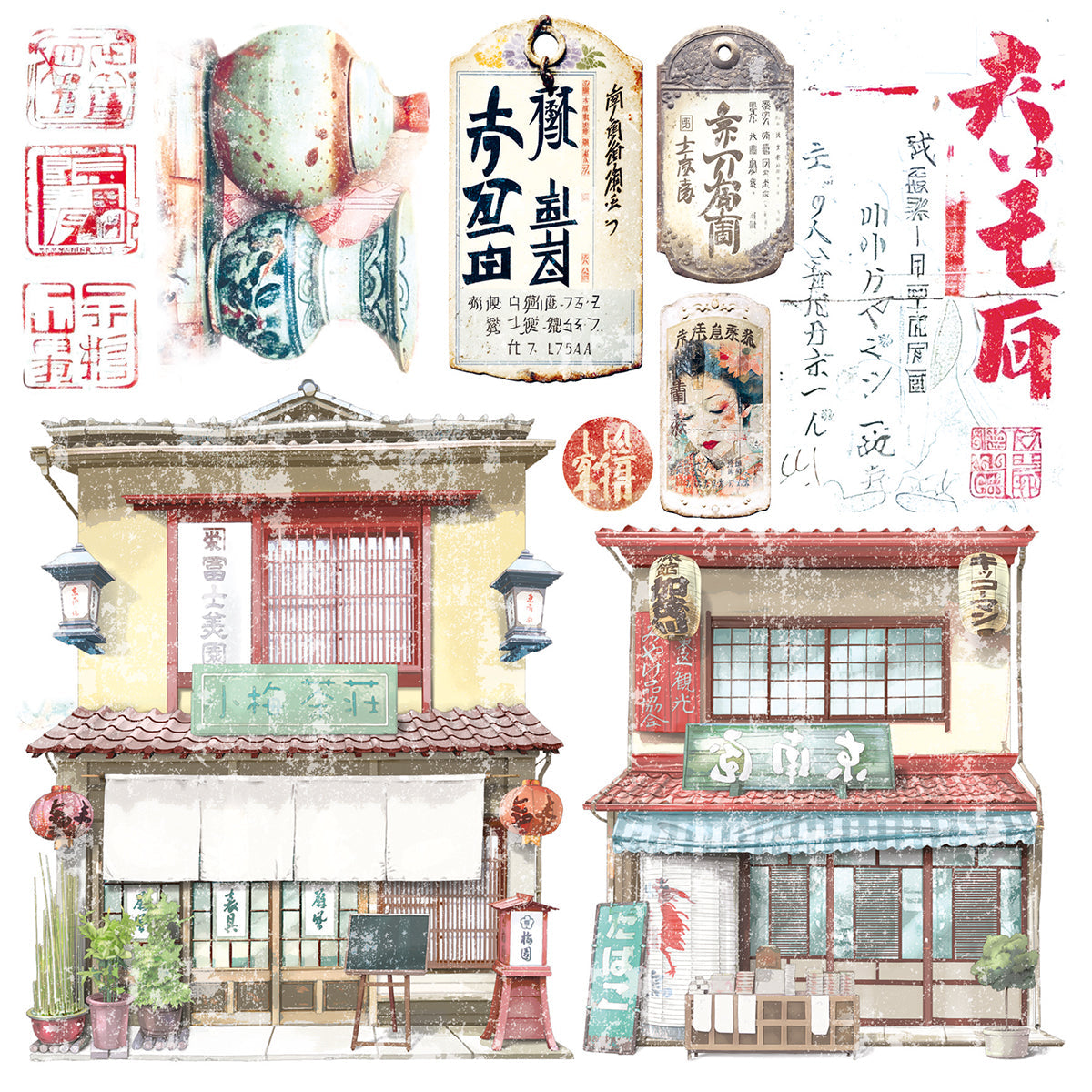 Vellum Land Of The Rising Sun Fussy Cut 6"x6" 6/Pkg