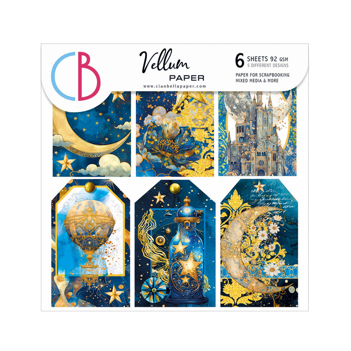 Vellum Celestial Fussy Cut 6"x6" 6/Pkg