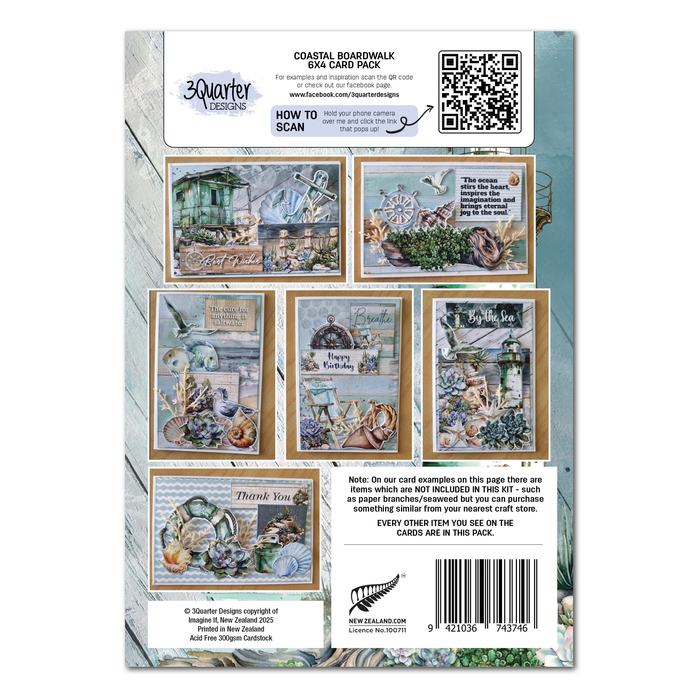 3Quarter Designs Coastal Boardwalk 6x4 Card Pack