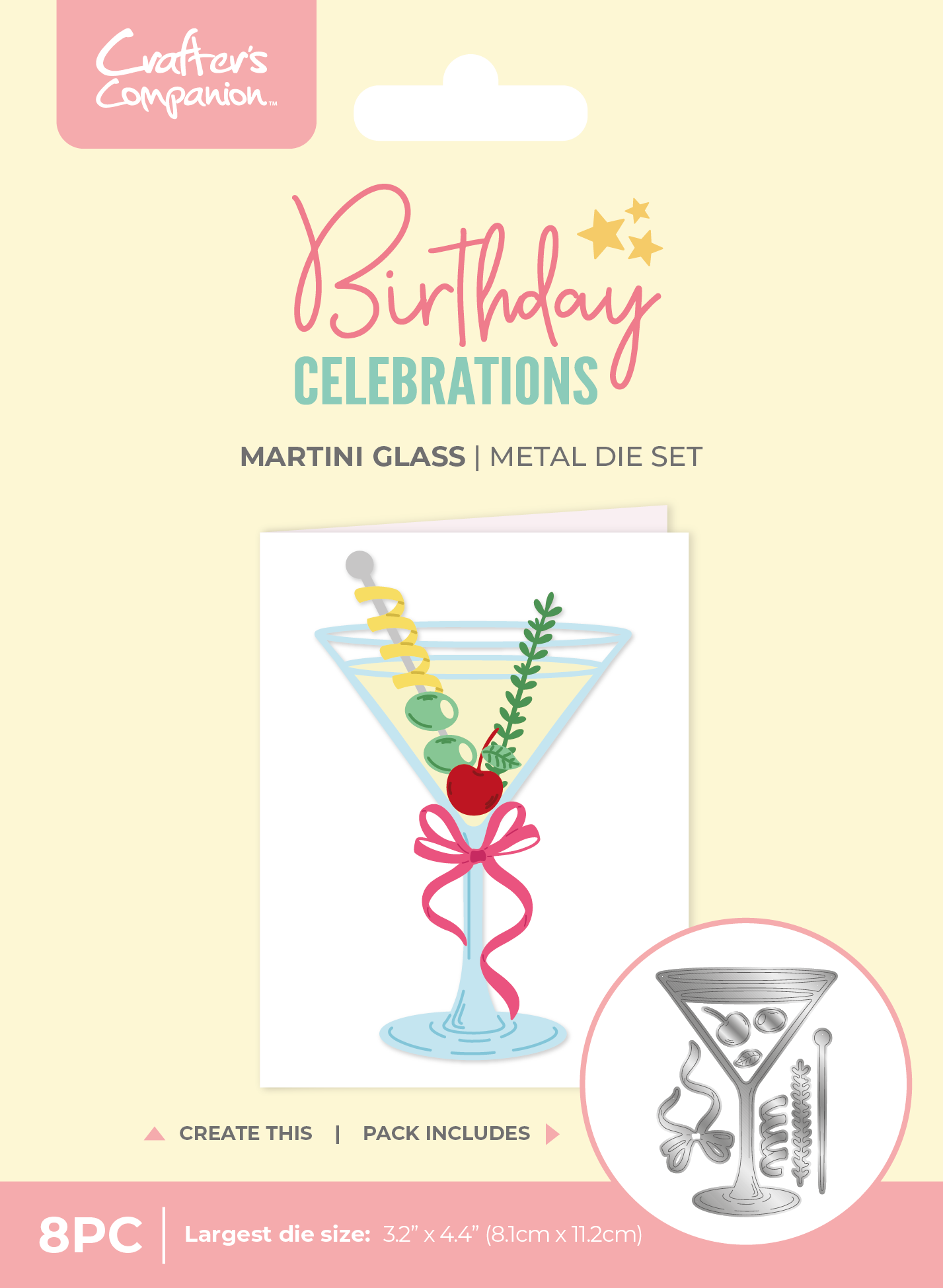 Crafter's Companion Birthday Celebrations Metal Dies - Martini Glass