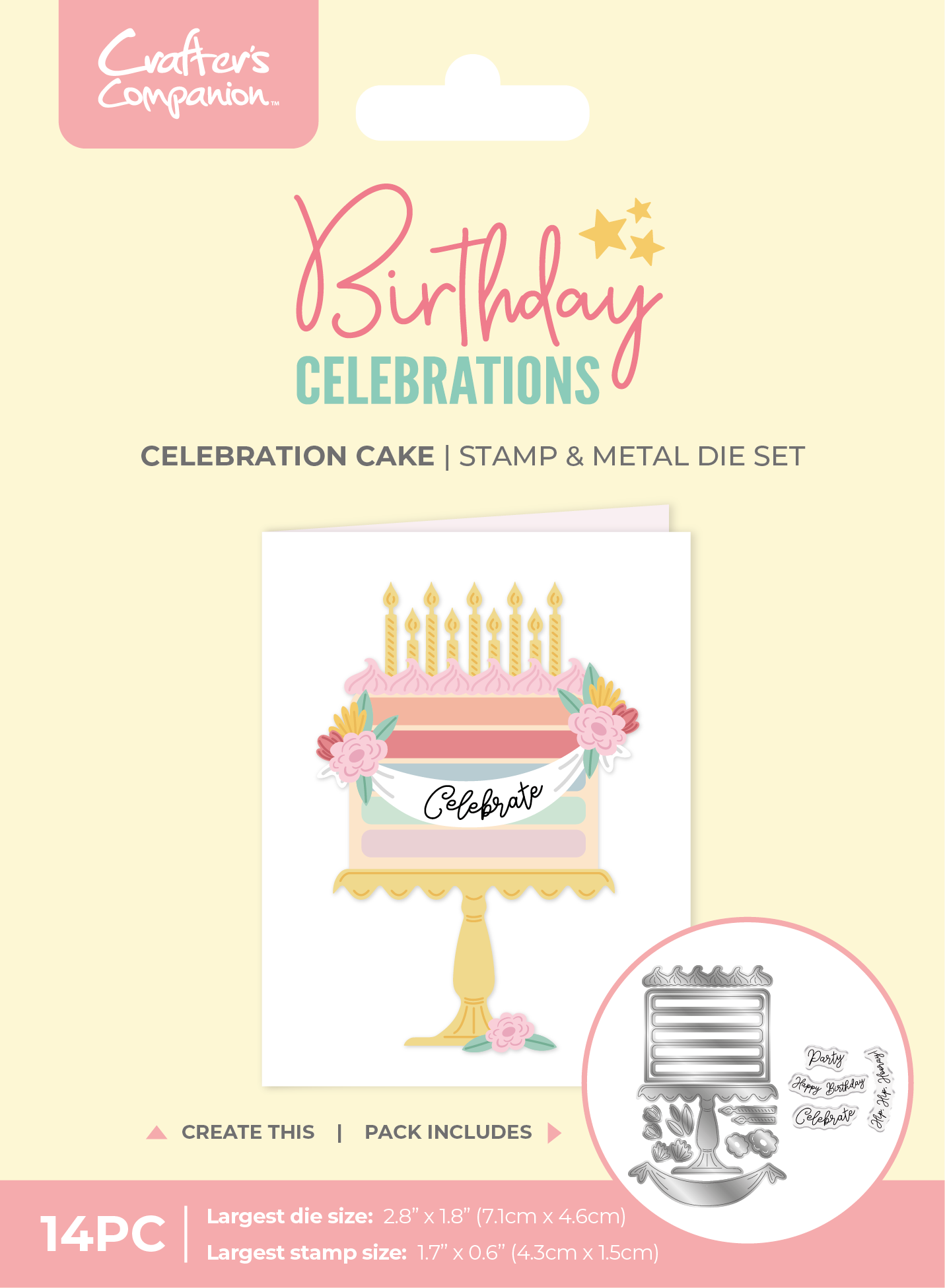 Crafter's Companion Birthday Celebrations Photopolymer Stamp & Die - Celebration Cake