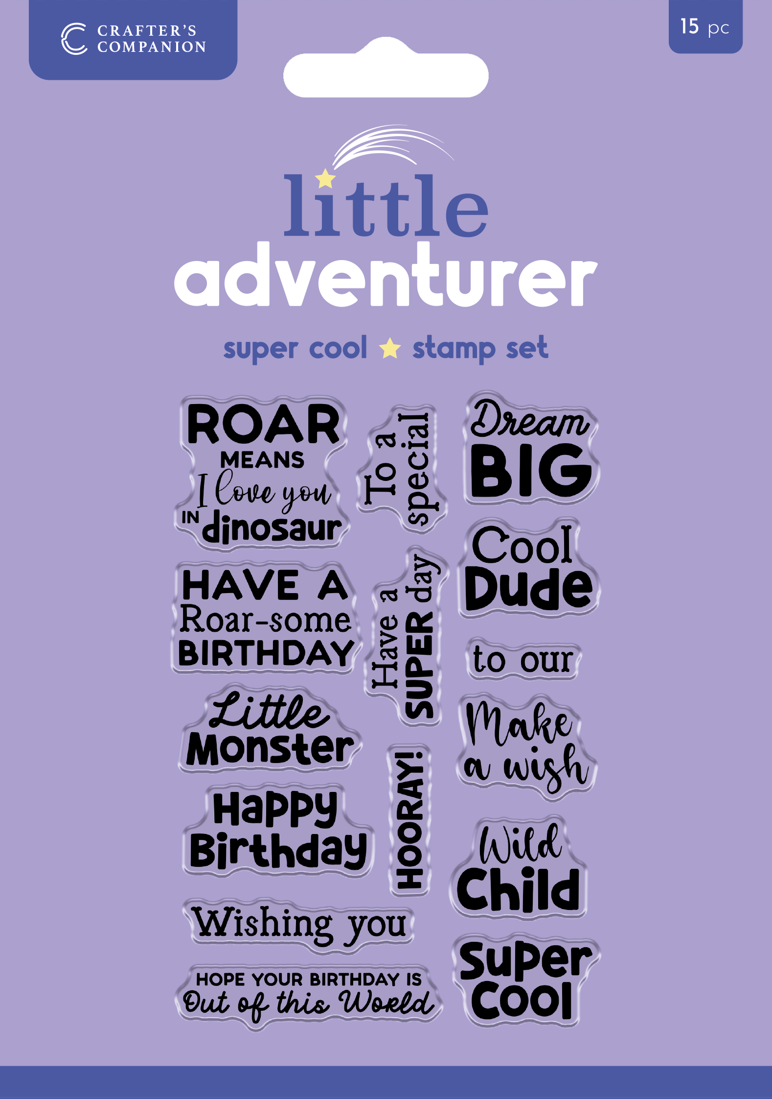 Crafters Companion Clear Acrylic Stamp Set - Super Cool Sentiments