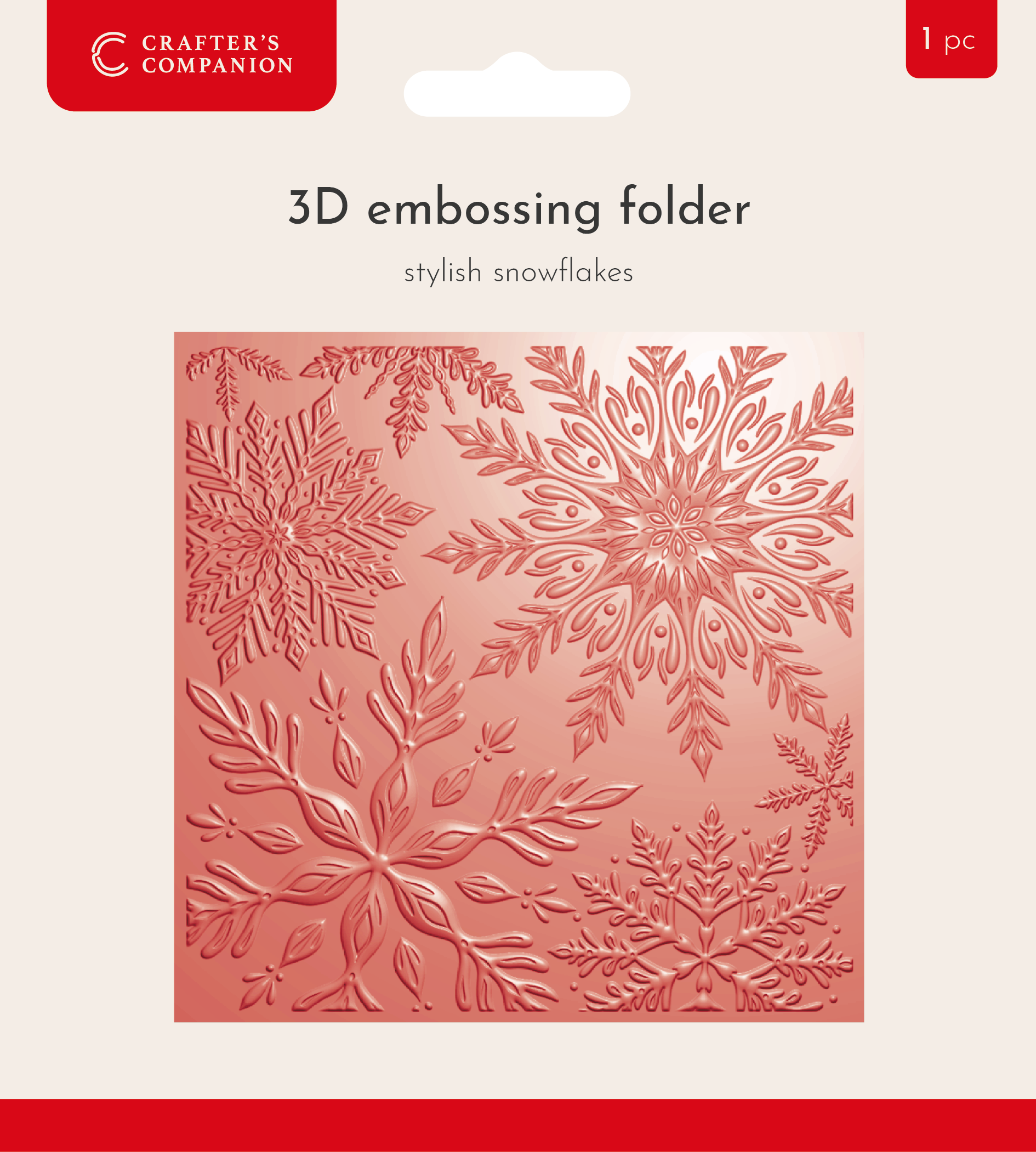 Crafter’s Companion 3D Embossing Folder 5.5”x5.5” - Stylish Snowflakes