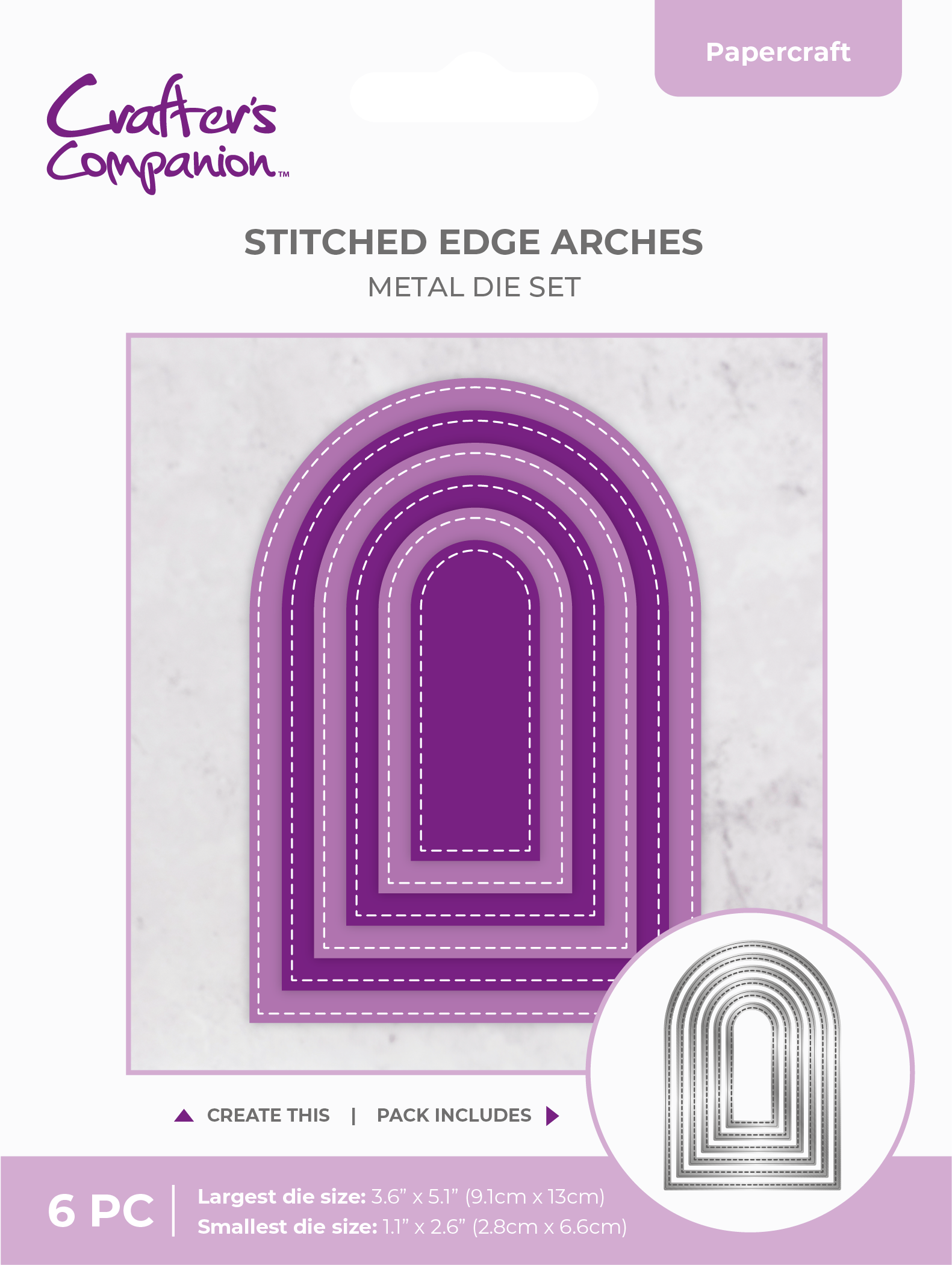 Crafter's Companion Metal Die - Stitched Edge Arches