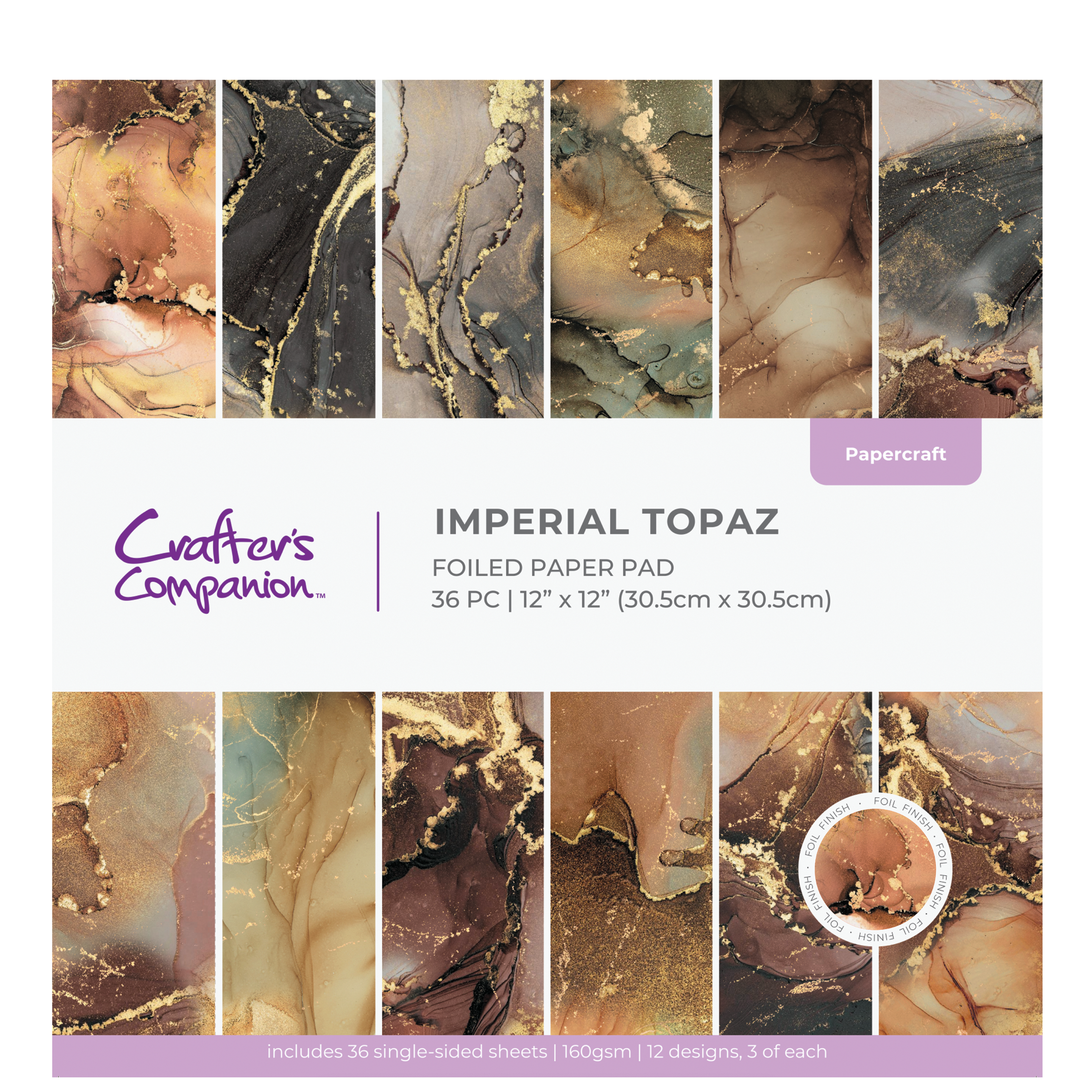 Crafter's Companion 12"x12" Paper Pad - Imperial Topaz
