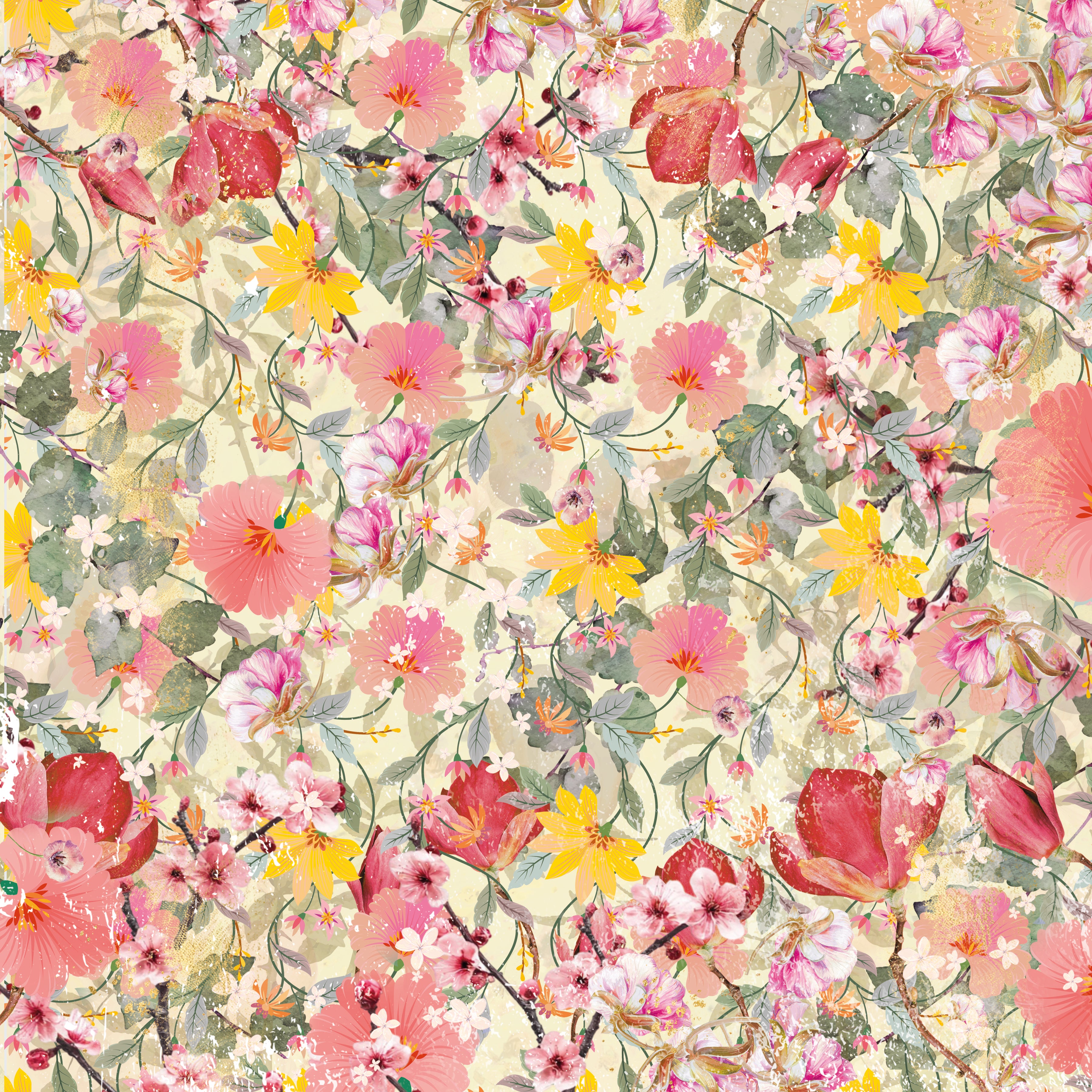 Spring Floral Print Paper Pad - 12" x 12"