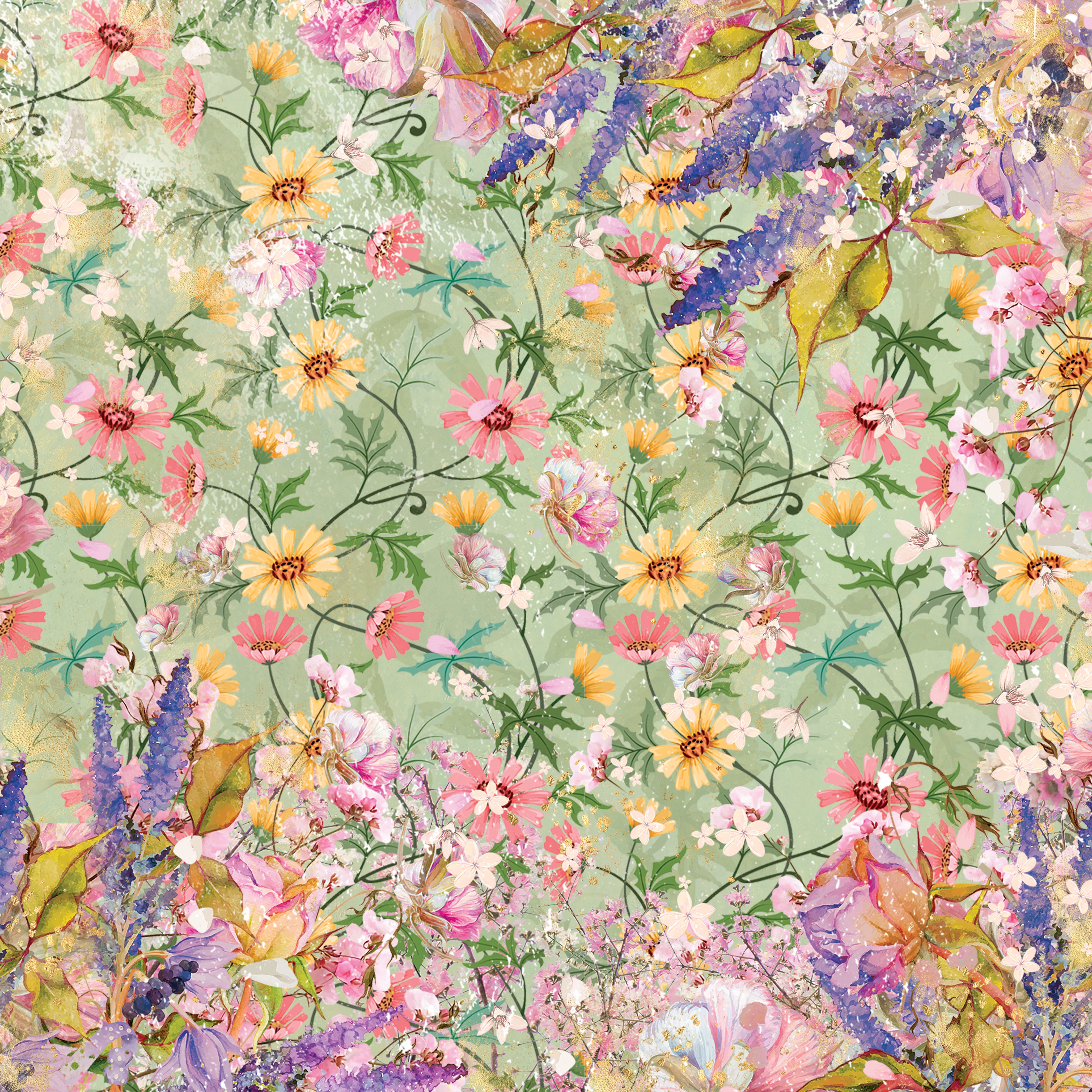 Spring Floral Print Paper Pad - 12" x 12"