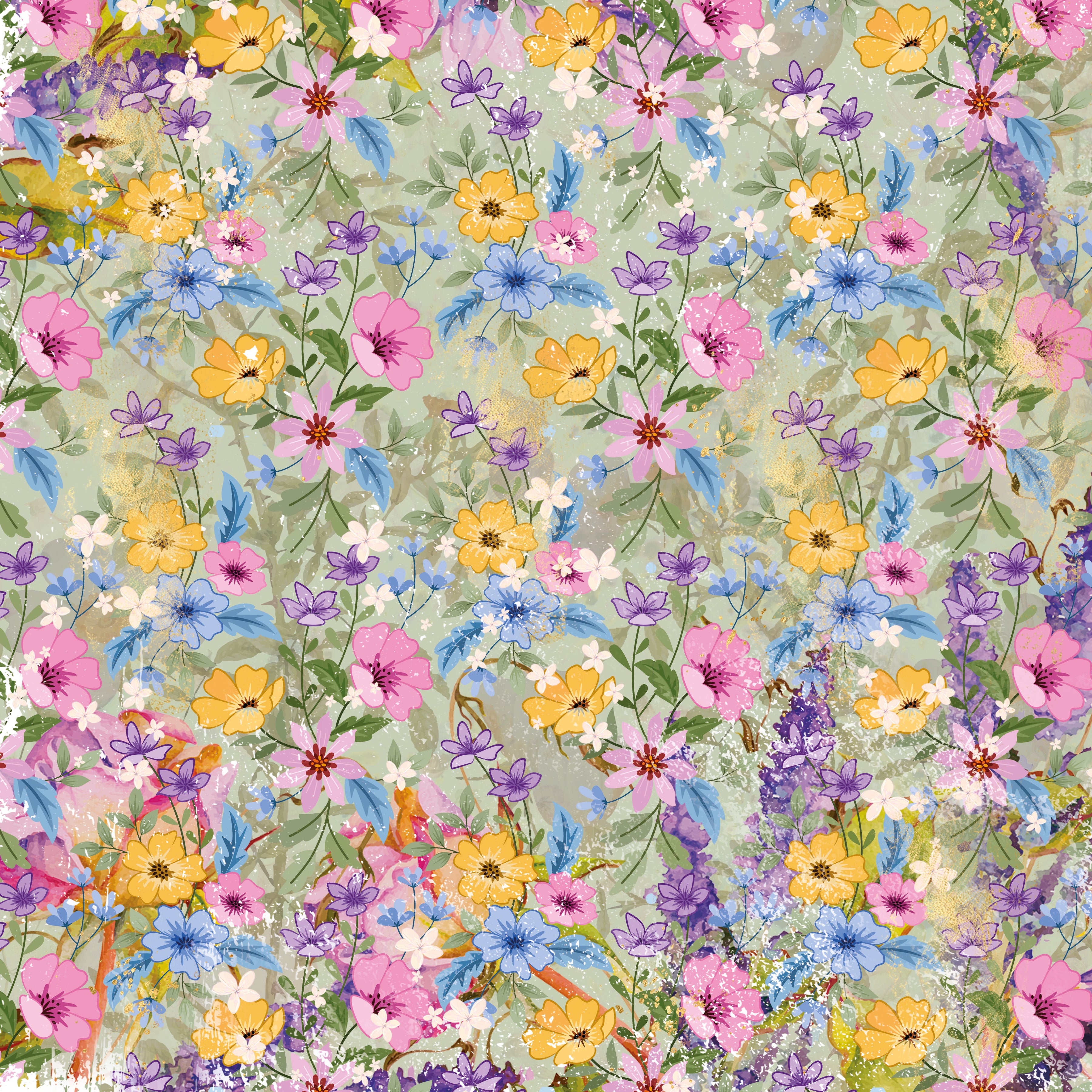 Spring Floral Print Paper Pad - 12" x 12"