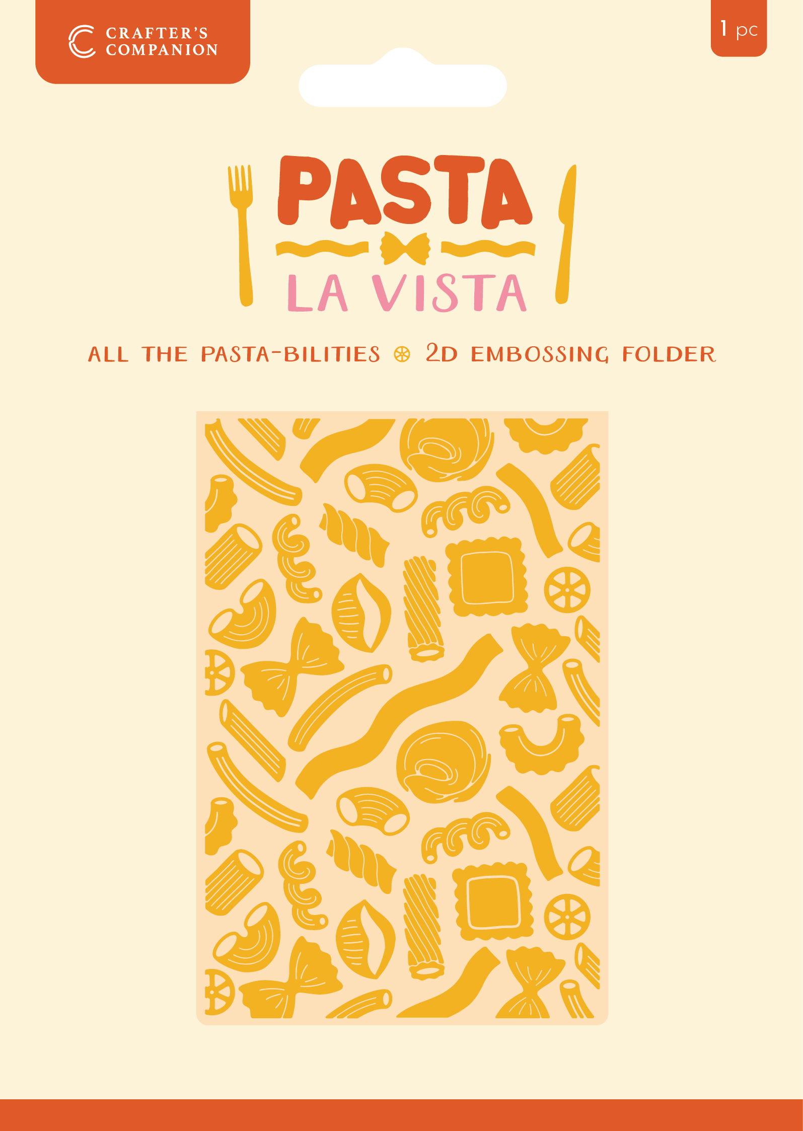 Crafter’s Companion Pasta La Vista 2D Embossing Folder 4”x6” - All the Pasta-bilities