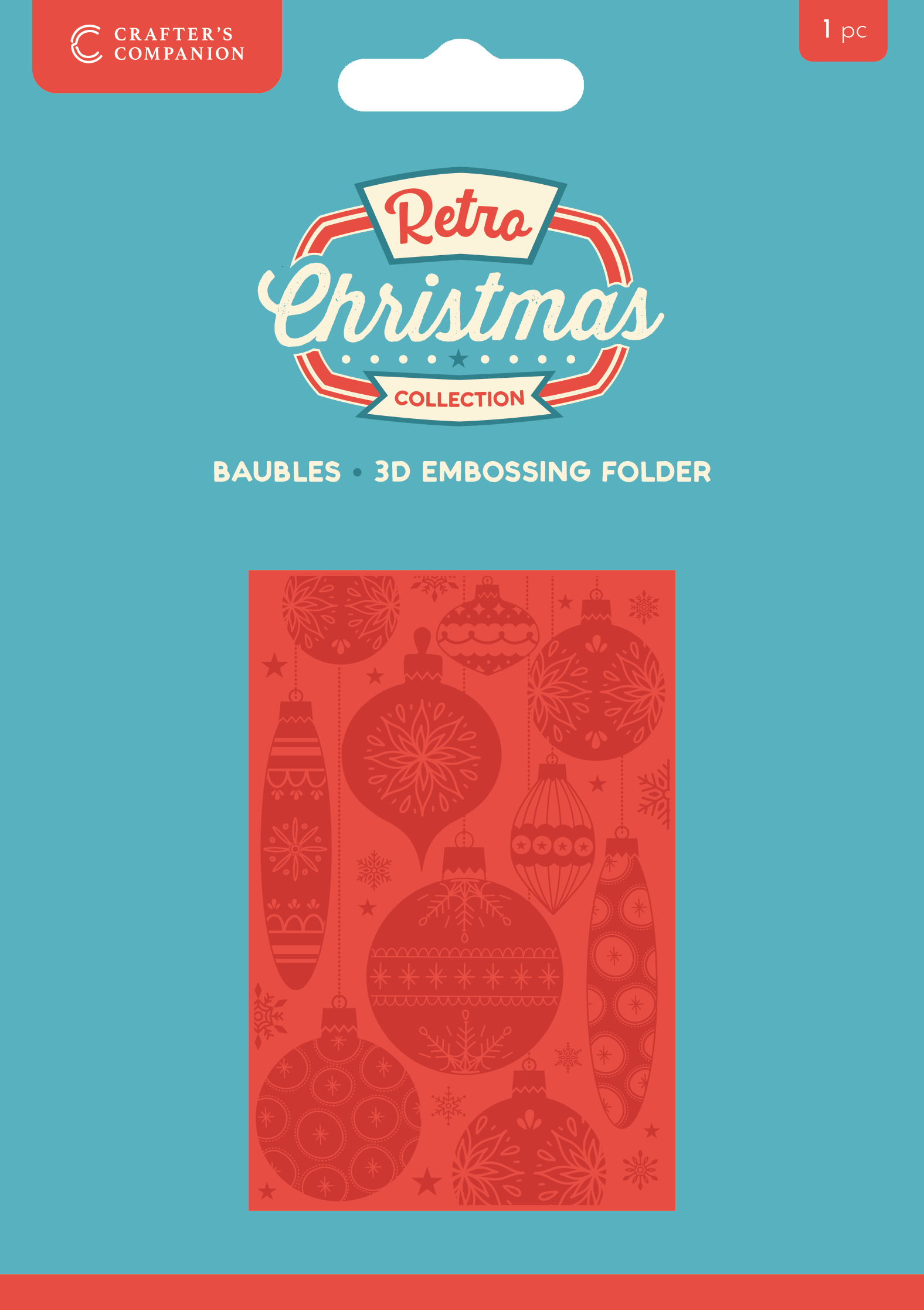 Crafter's Companion Retro Christmas Collection 6"x4" 3D Embossing Folder - Baubles