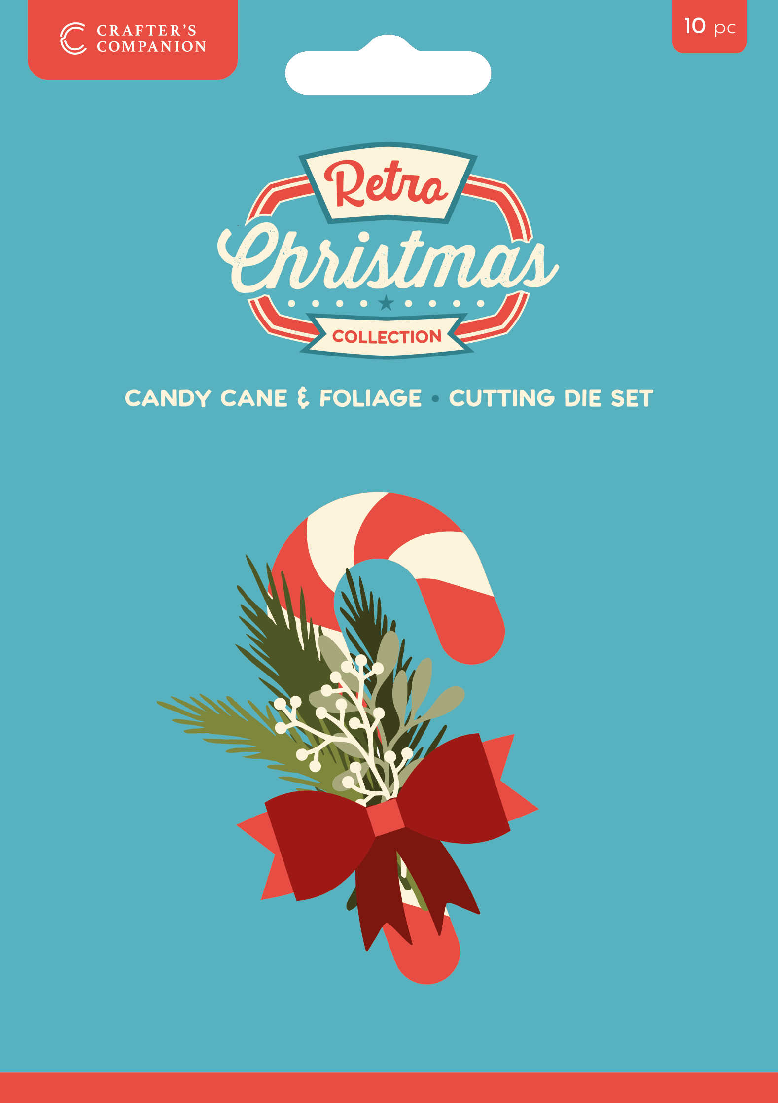 Crafter's Companion Retro Christmas Collection Metal Die Set - Candy Cane & Foilage