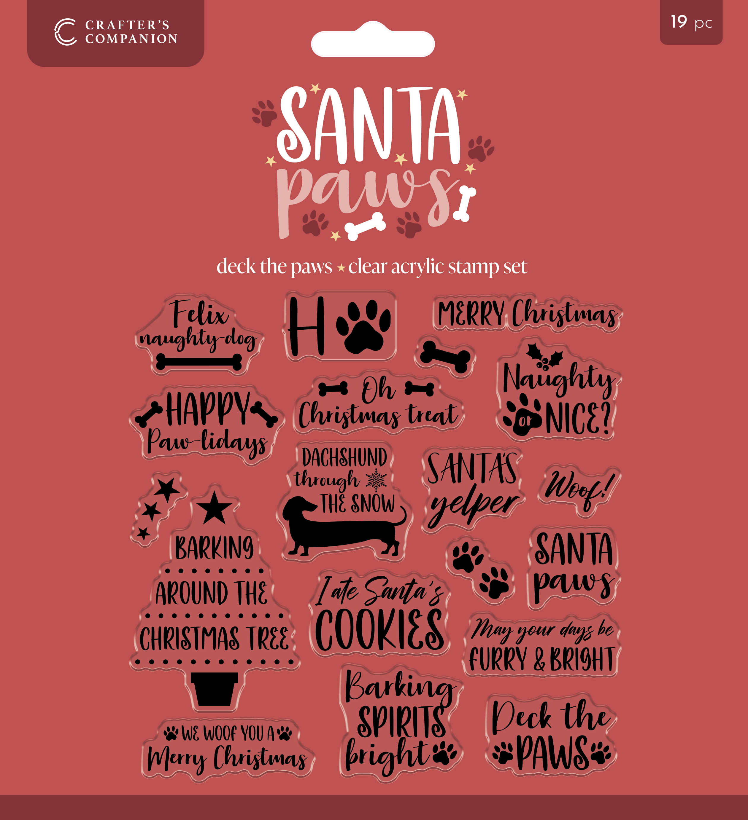 Crafter’s Companion Santa Paws Clear Acrylic Stamp - Deck the Paws