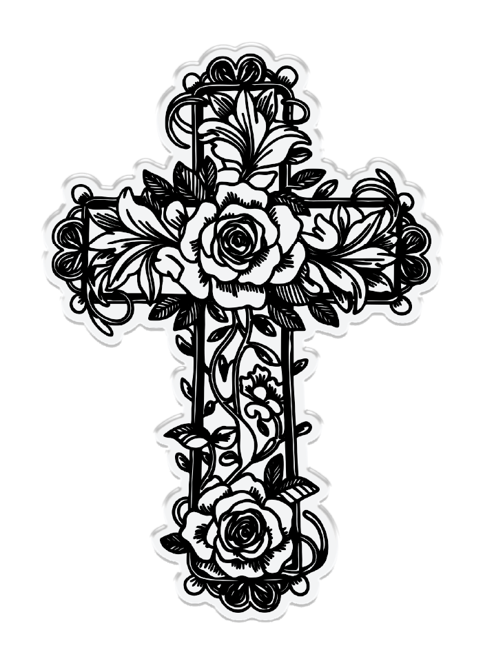 Floral Cross Stamp & Metal Die Set