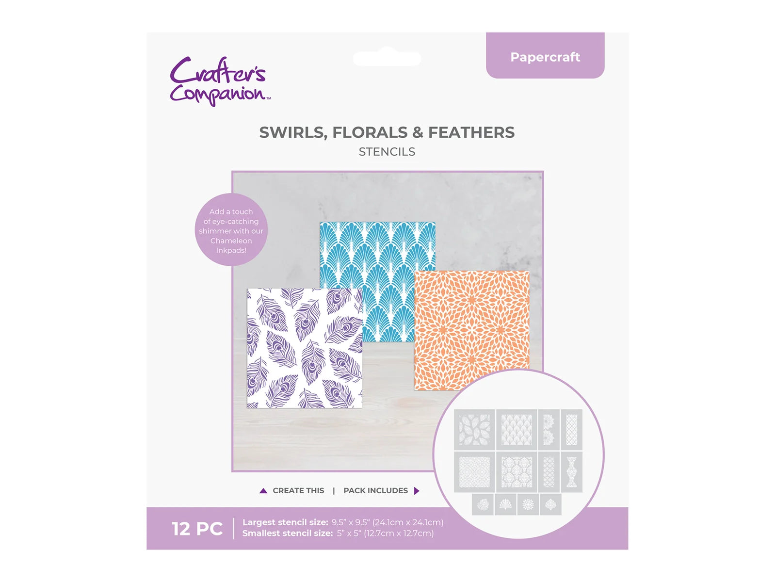 Crafter’s Companion Stencils - Swirls, Florals & Feathers