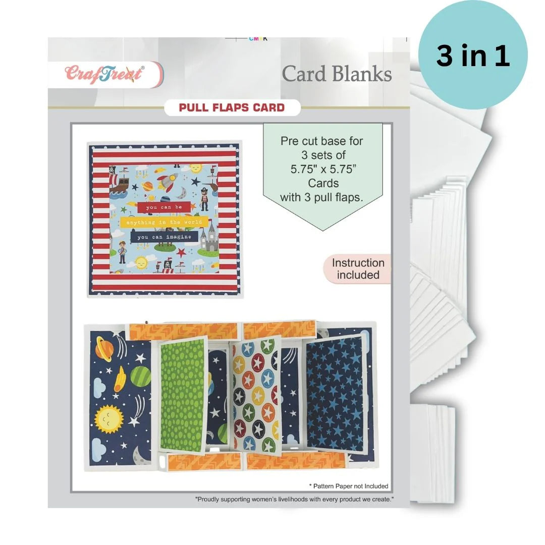 CrafTreat Card Blanks - Pull Flaps Card - White - 3 Sets